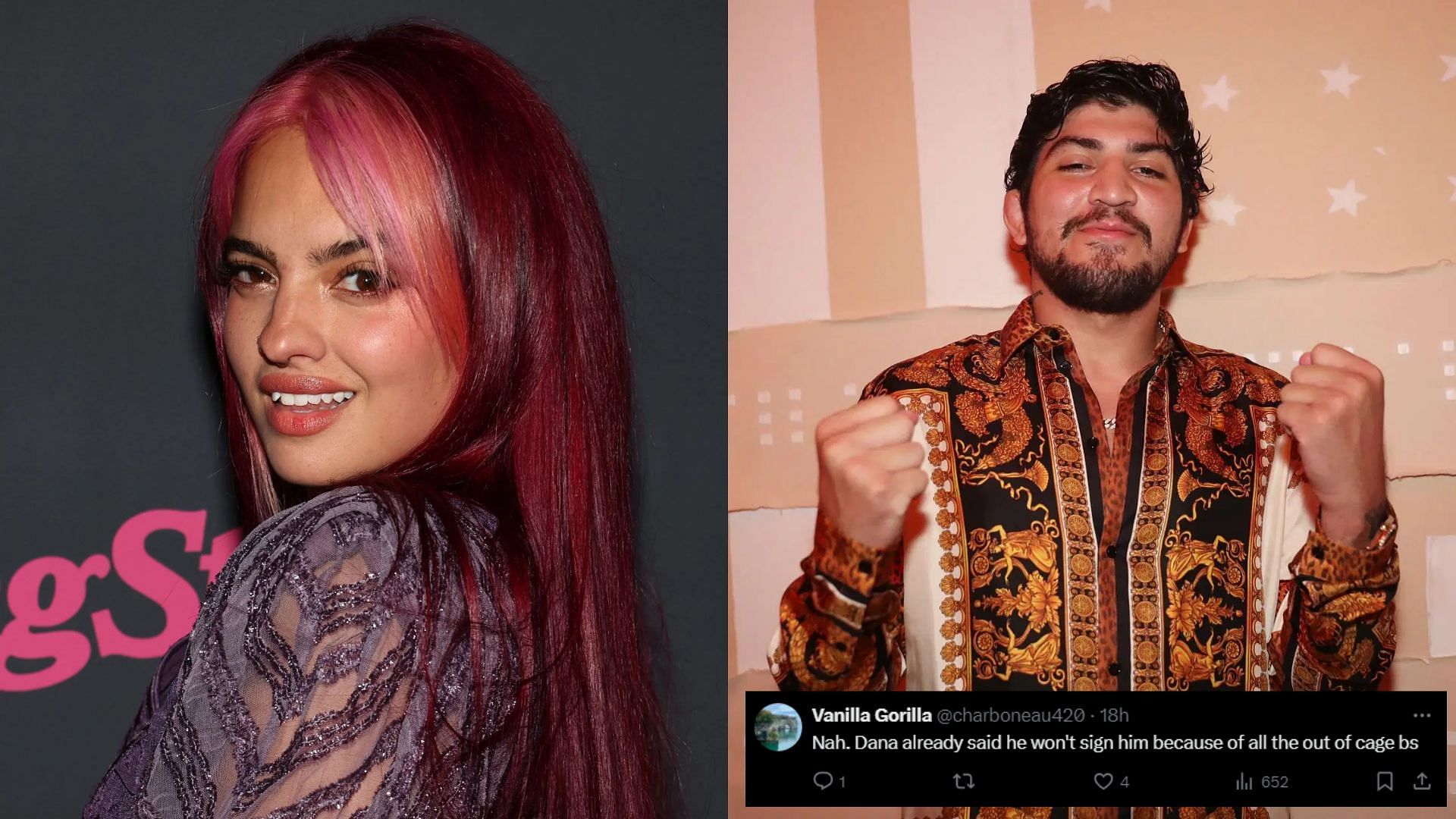 Nina-Marie Daniele (left) wants to see Dillon Danis (right) in the UFC [Images courtesy: Getty Images]