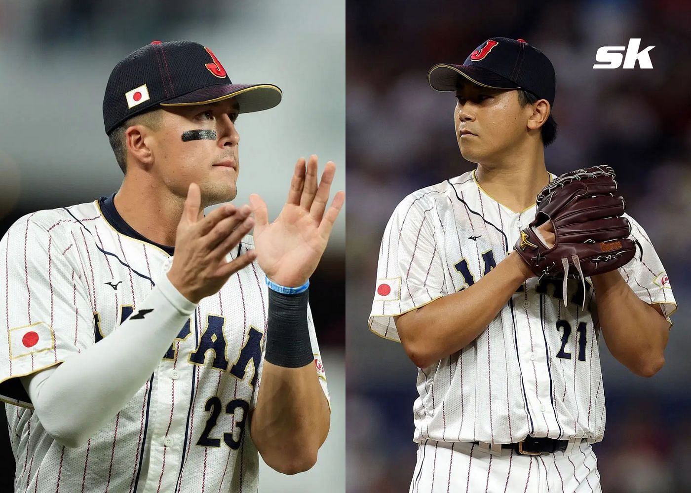 Lars Nootbaar (left) and Shota Imanaga (right) during their time for Samurai Japan (Getty)