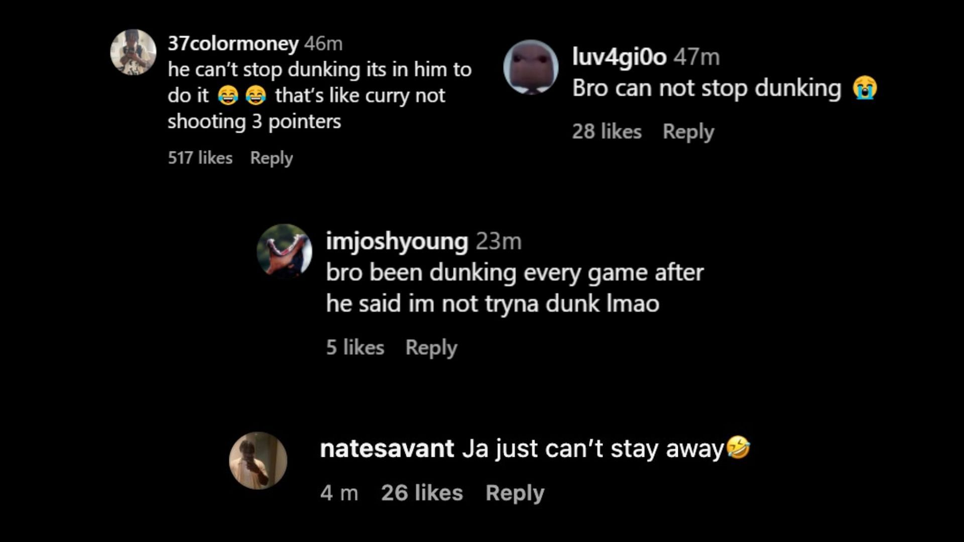 Fans on Instagram react to Ja Morant&#039;s dunk vs Nets