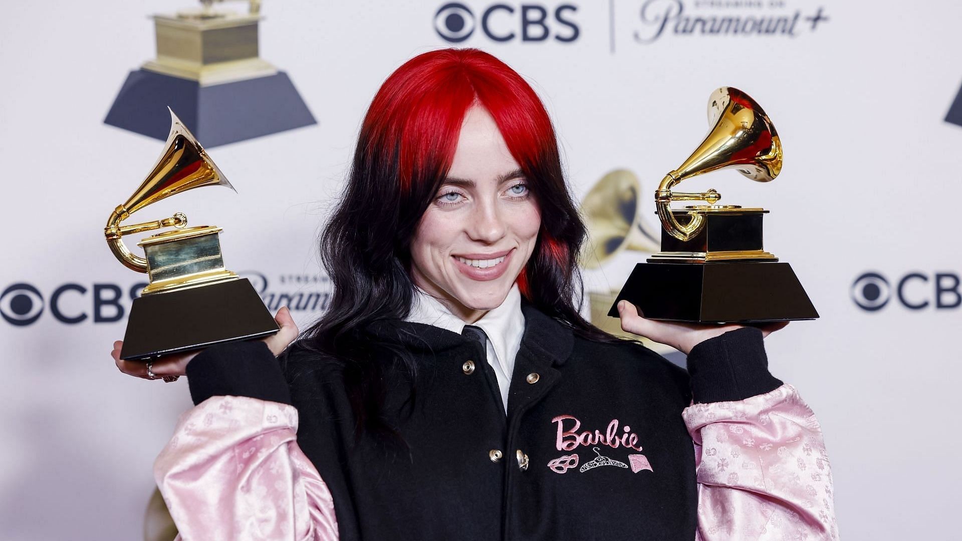 Winner Billie Eilish at the 66th Grammy Awards held at the Crypto.com Arena in Los Angeles, CA, on Sunday, February 4, 2024 (Image via Getty/Jason Armond)