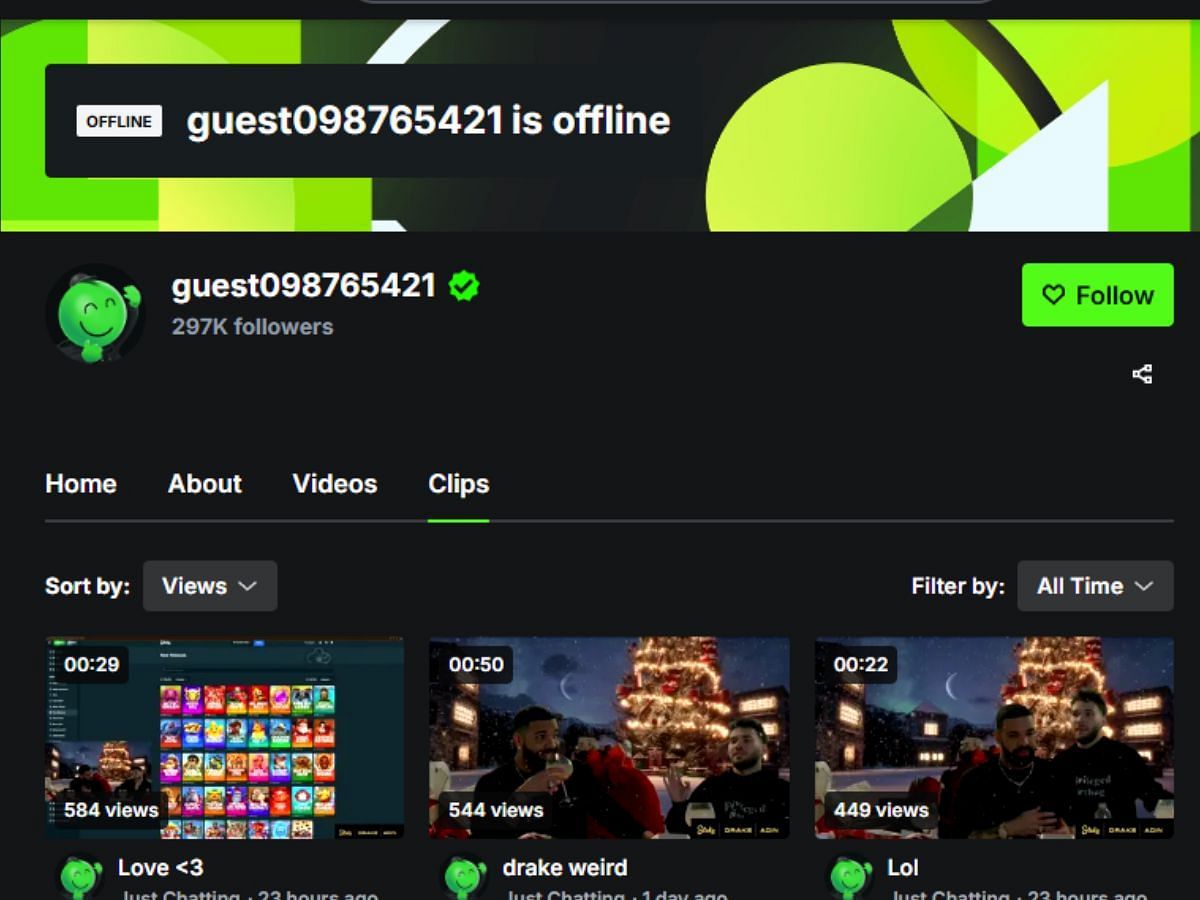 Drake&#039;s channel is speculated to have been changed (Image via Kick/guest098765421)