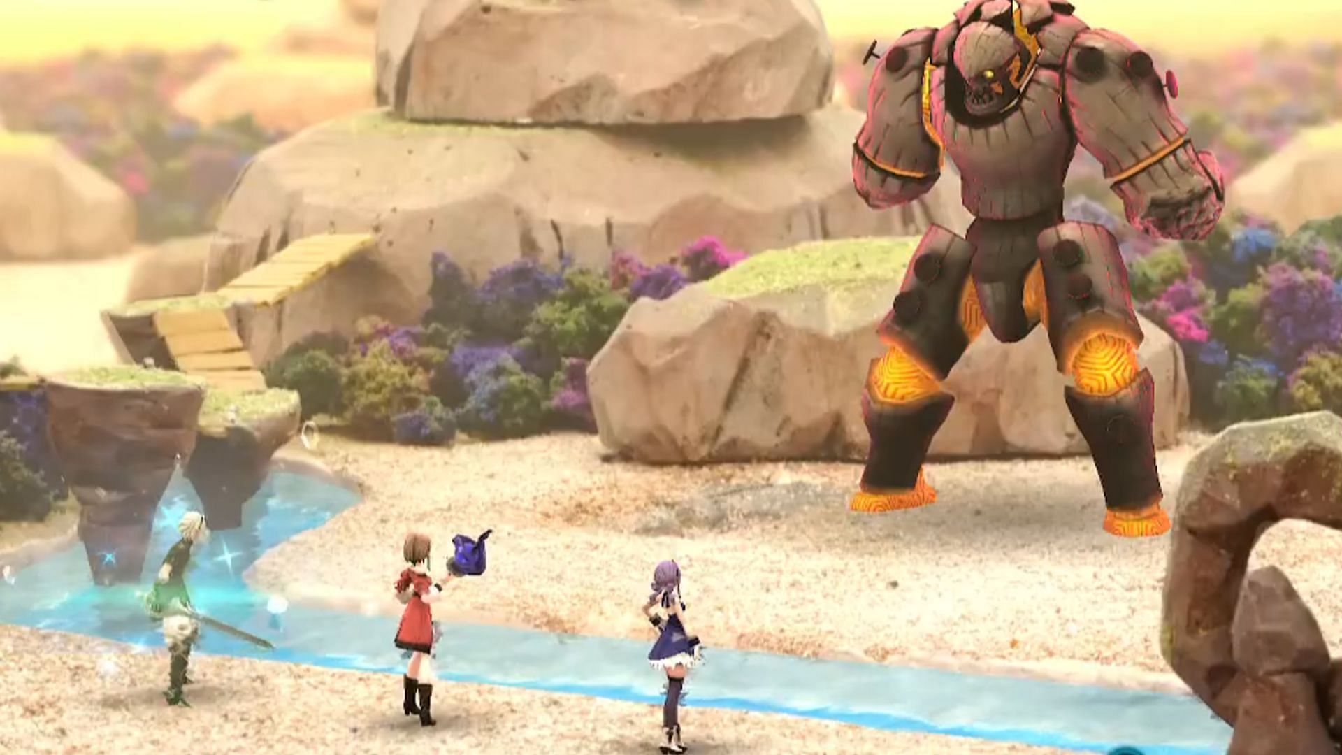 Facing Golem in FANTASIAN (Image via Square Enix)