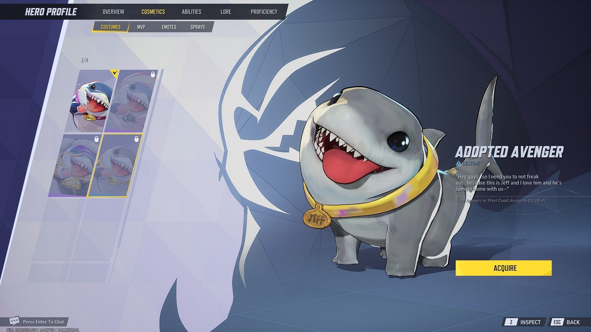 Jeff The Land Shark&#039;s Adopted Avenger skin in Marvel Rivals (Image via NetEase Games)