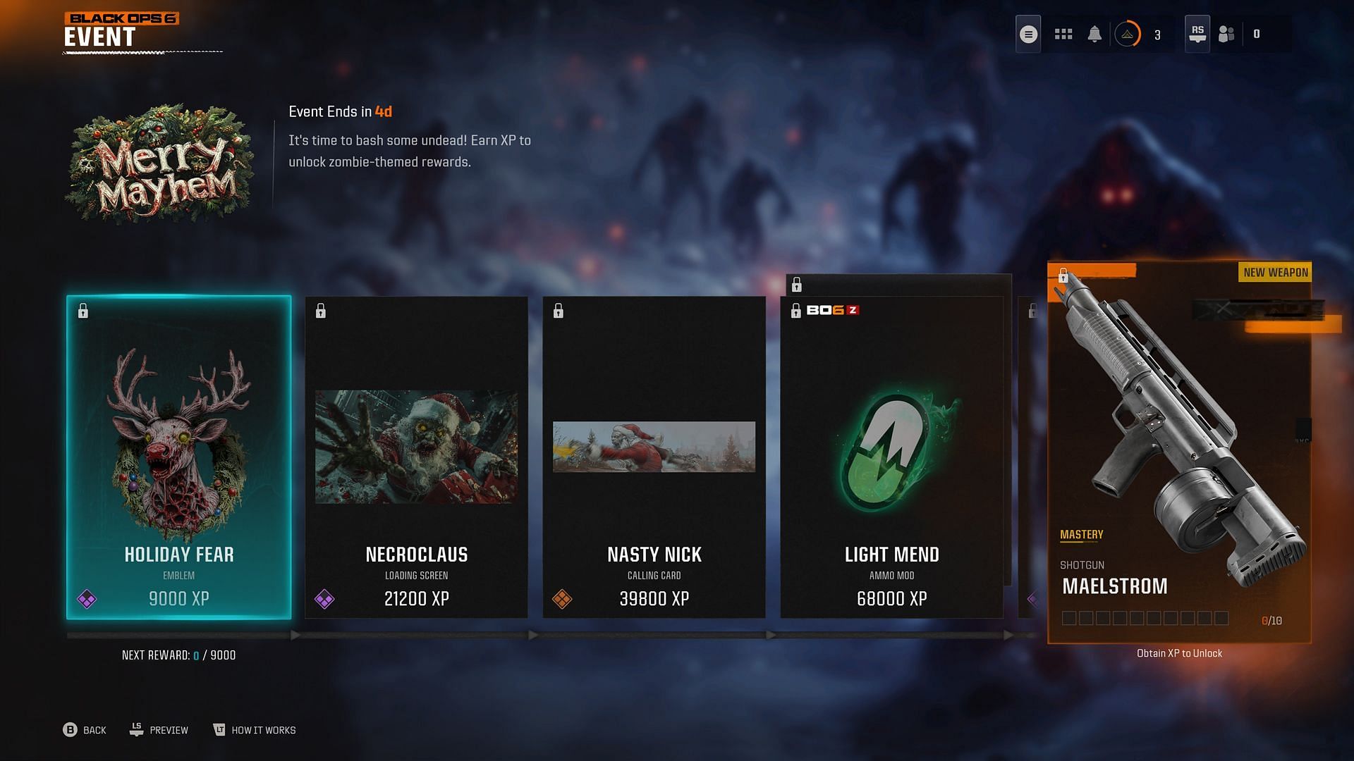 The Merry Mayhem event rewards in BO6 and Warzone (Image via Activision)