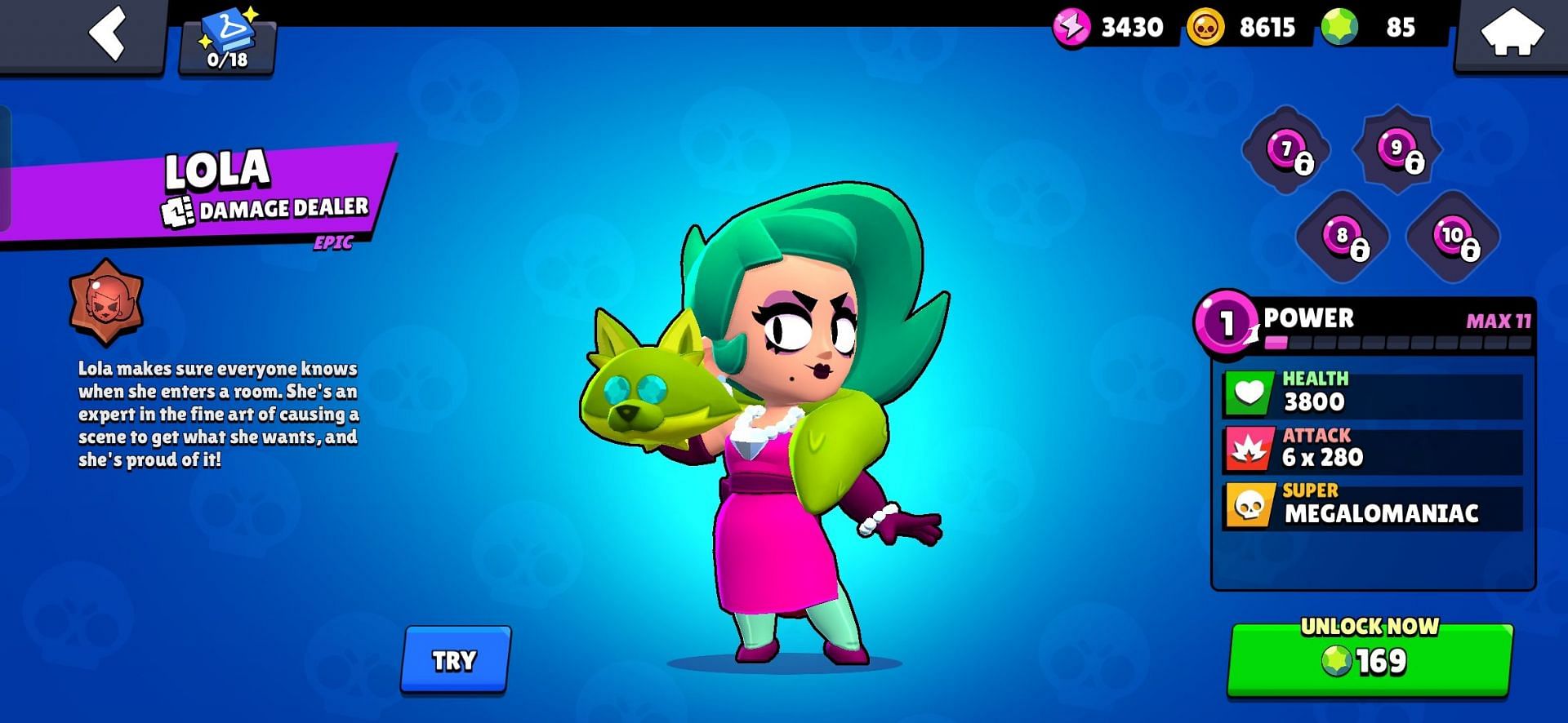 With her ego ability, Lola can control multiple lanes in Brawl Stars (Image via Supercell)