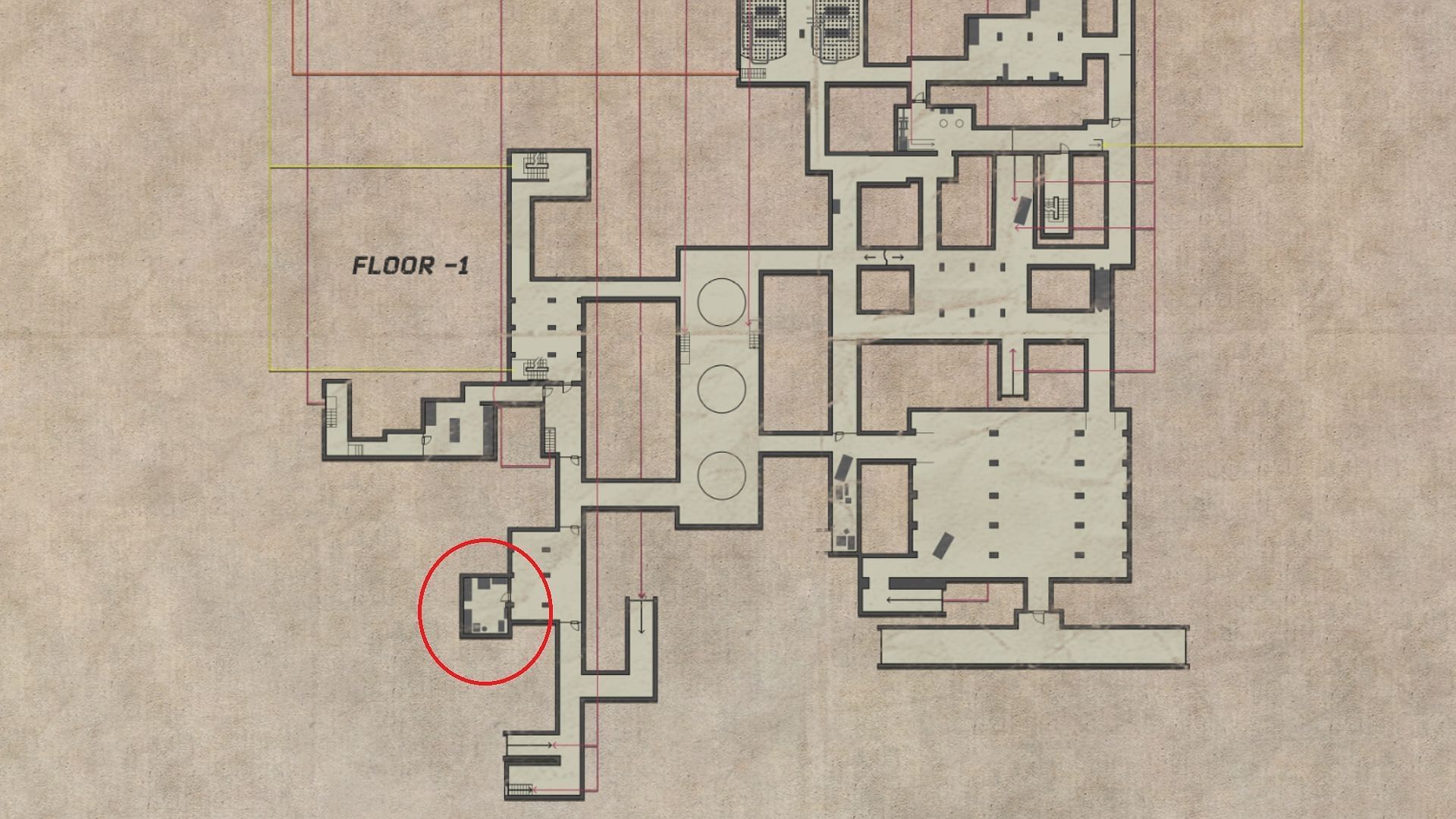 The TerraGroup warehouse in Factory (Image via Battlestate Games II Map Genie)