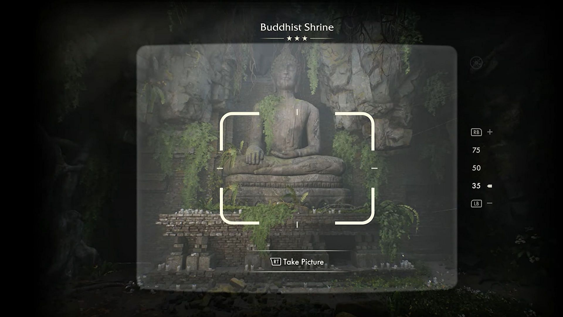 Take an image of the large Buddhist statue to start the quest (Image via Bethesda Softworks/ YouTube@ Trophygamers)