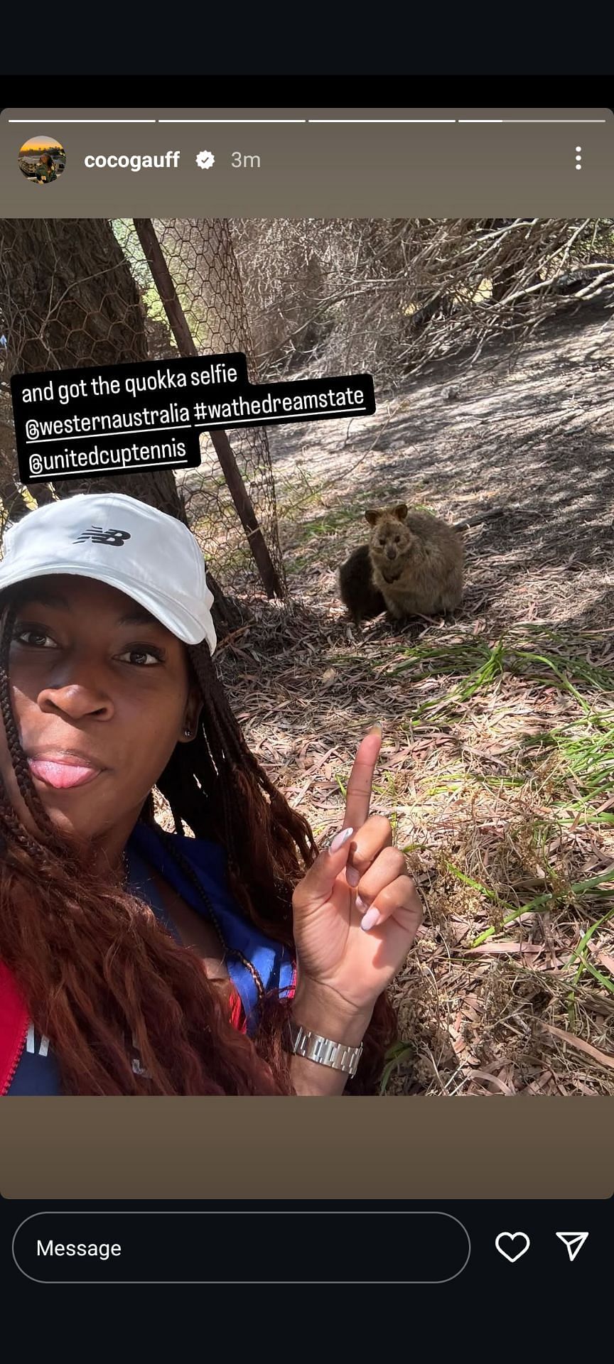 Gauff&#039;s Instagram Story. (Image: Instagram @corigauff)