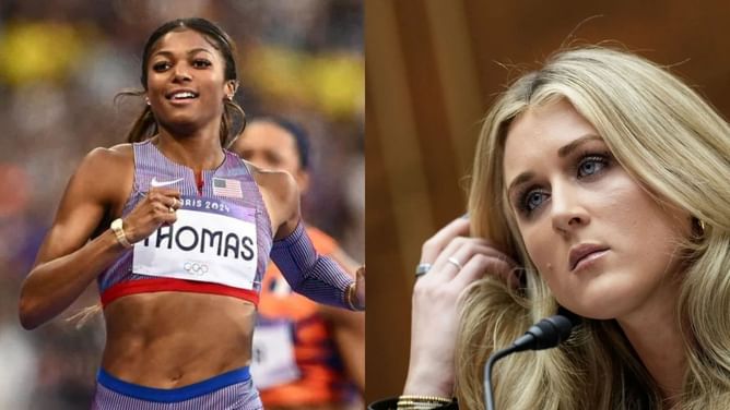 Gabby Thomas lashes out at Riley Gaines for her comments on Caitlin Clark amid the basketball player's major honor