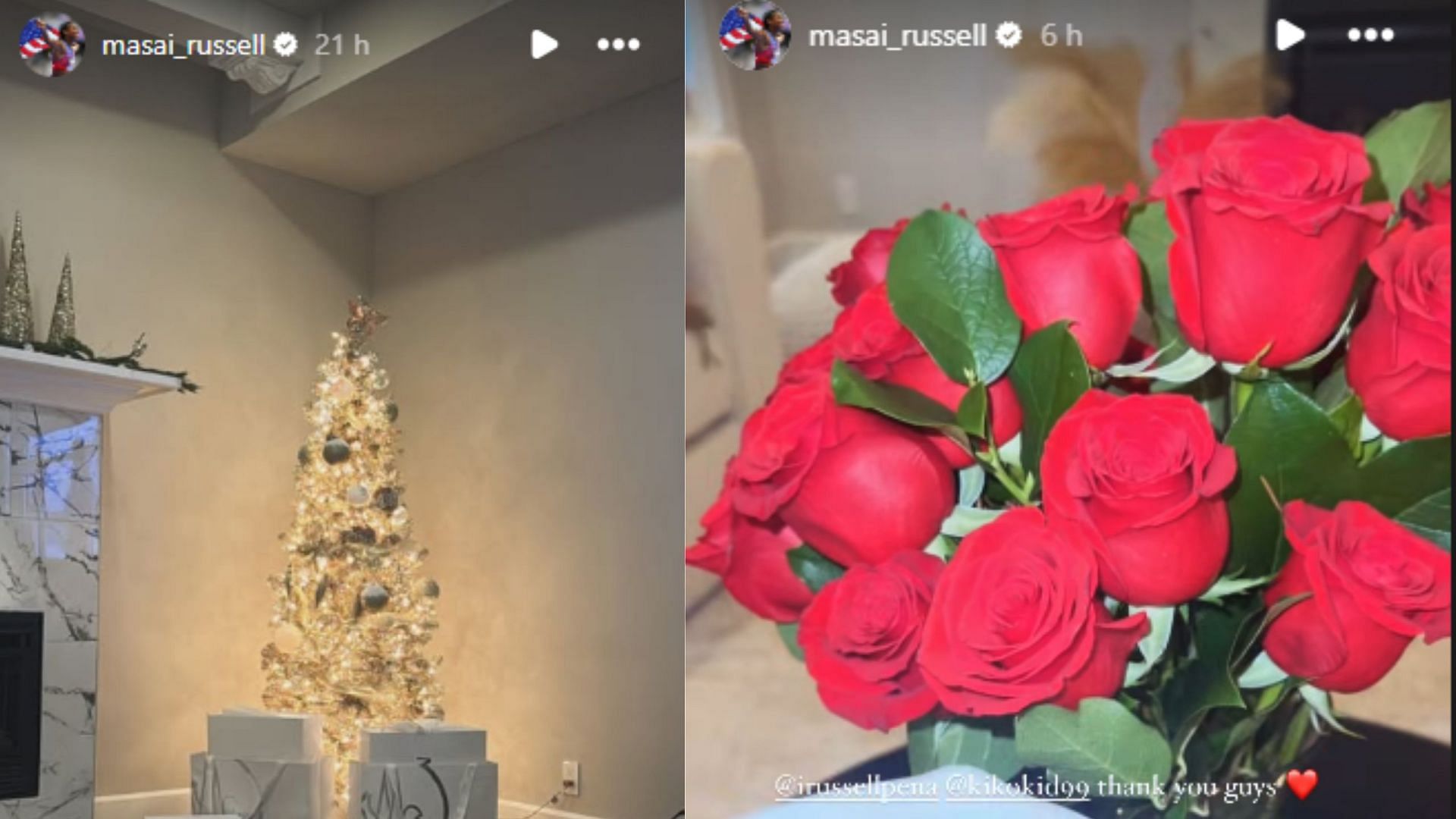 Screengrab of Masai Russell&#039;s Christmas Instagram Stories [Image Source : Masai Russell&#039;s Instagram]