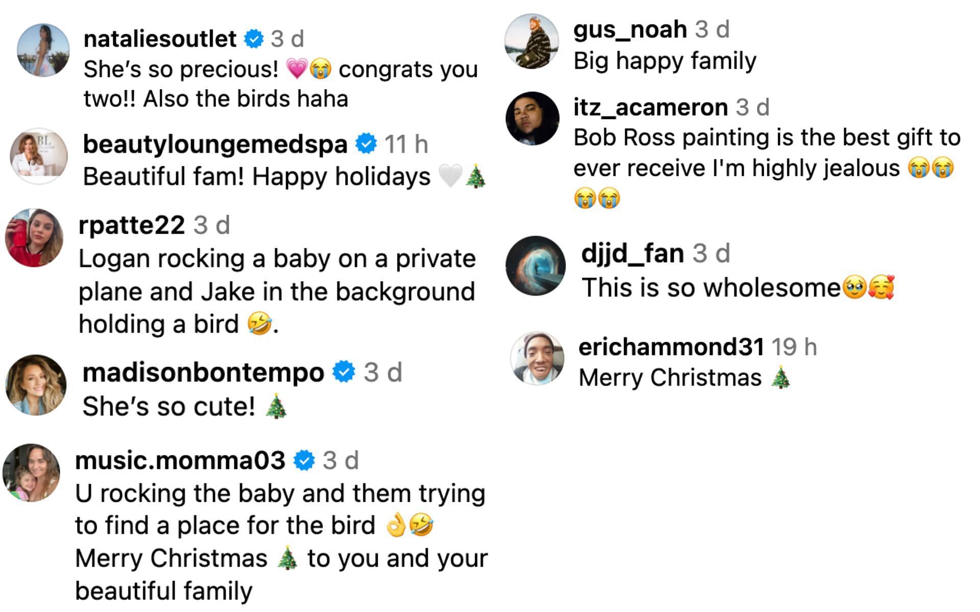 Fans react to Logan Paul&#039;s holiday snaps. [Screenshot courtesy: @loganpaul via Instagram]