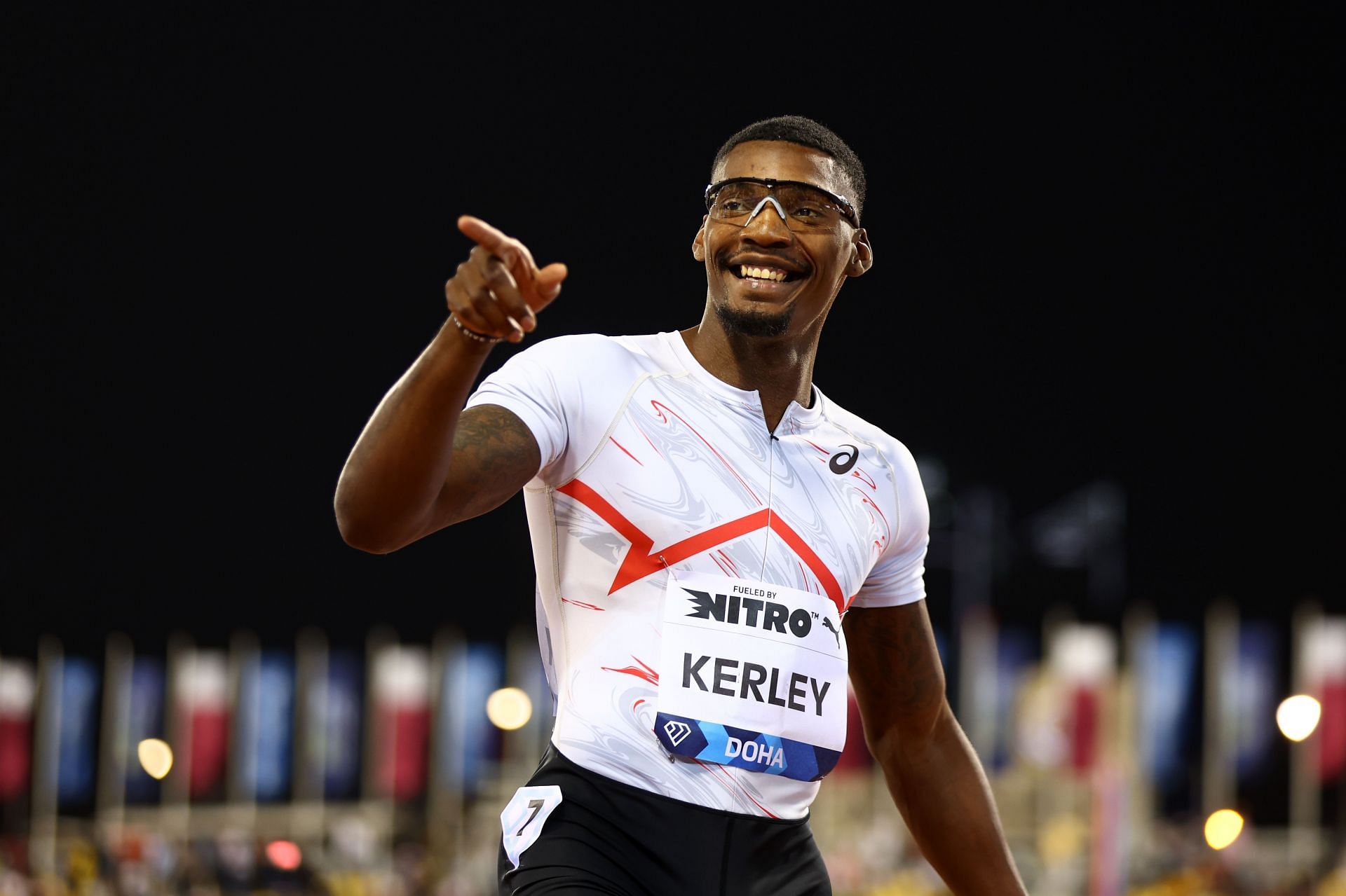 Fred Kerley at Doha Diamond League 2023 meeting. (Photo by Francois Nel/Getty Images)