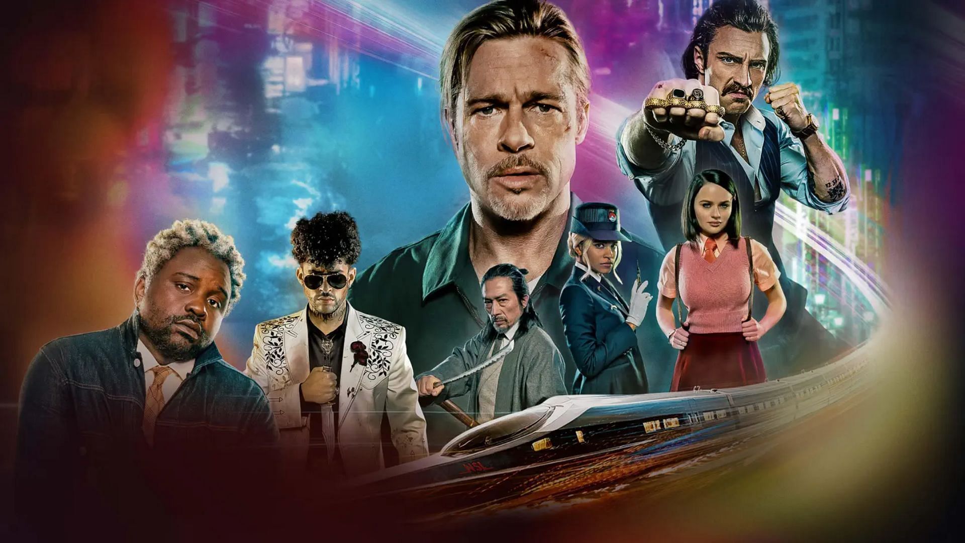 Starring Brad Pitt among others in Bullet Train (Image via Apple TV+)