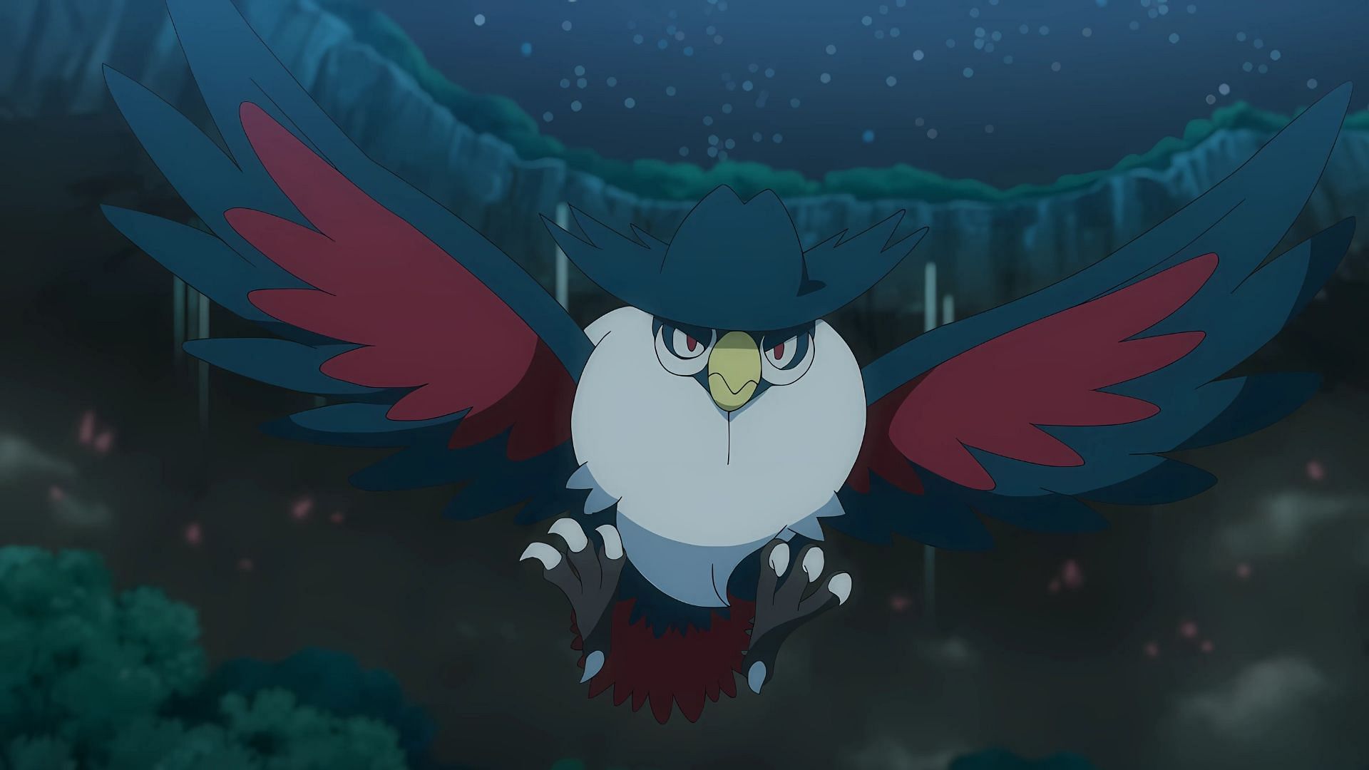 Honchkrow is merciless by nature. It is said that it never forgives the mistakes of its MURKROW followers. (Image via The Pokemon Company)