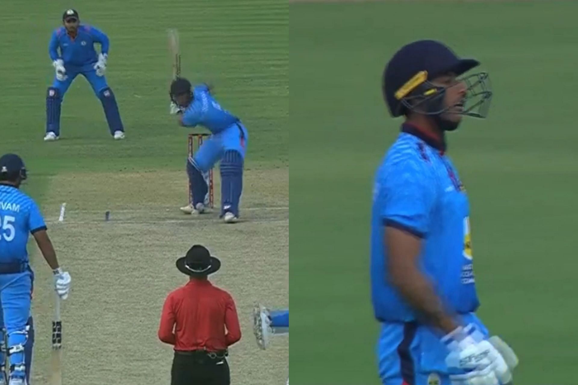 Suryansh Shedge remained unbeaten on 36 off 12 balls (Image via X-@BCCIdomestic)