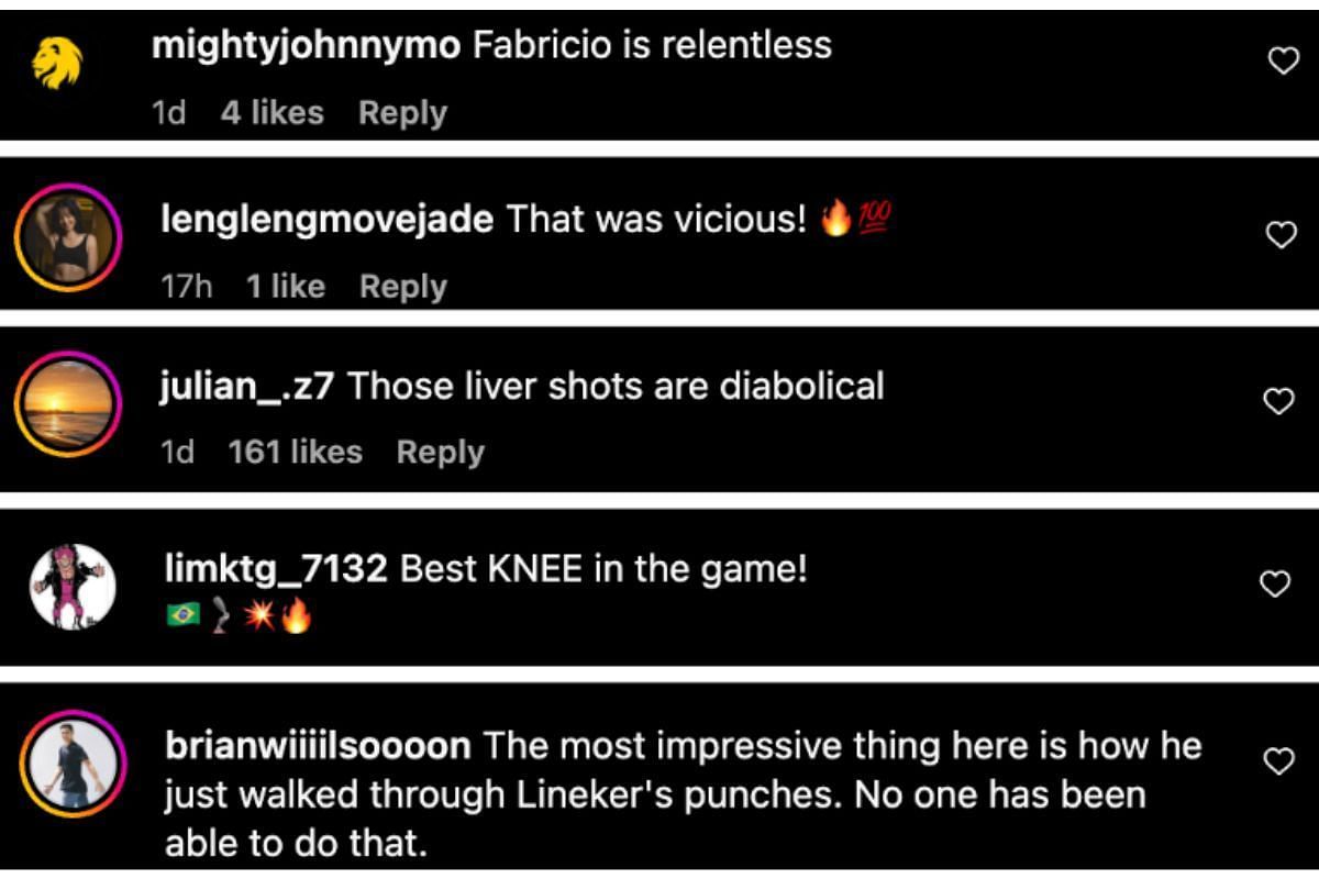 Screenshot of fans&#039; comments