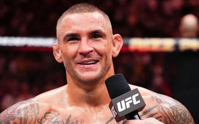 Dustin Poirier reacts after being named by popular page as the 'Most Violent Fighter of the Year' 2024