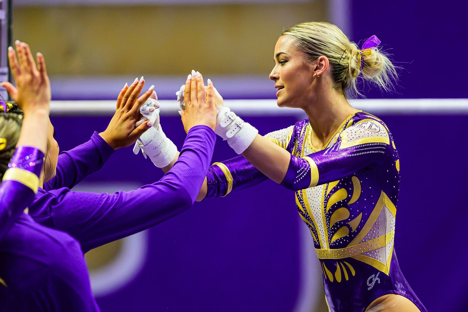 Olivia Dunne of the LSU Tigers competes at The Gymnastics 101 Exhibition in Pete Maravich Assembly Center on December 16, 2024 in Baton Rouge, Louisiana. - Source: Getty