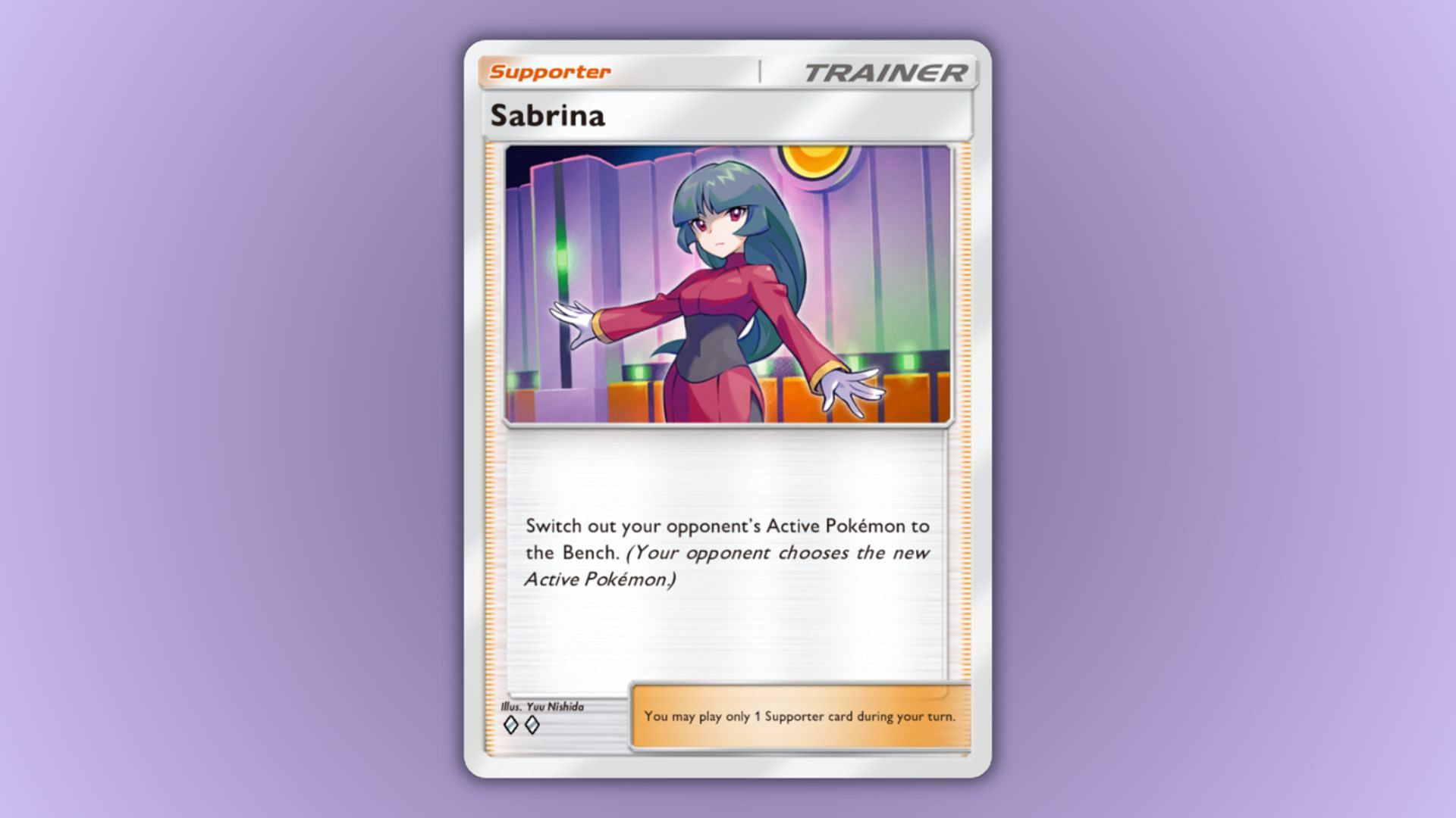 Regular Sabrina&#039;s trainer card as seen in the game (Image via The Pokemon Company)