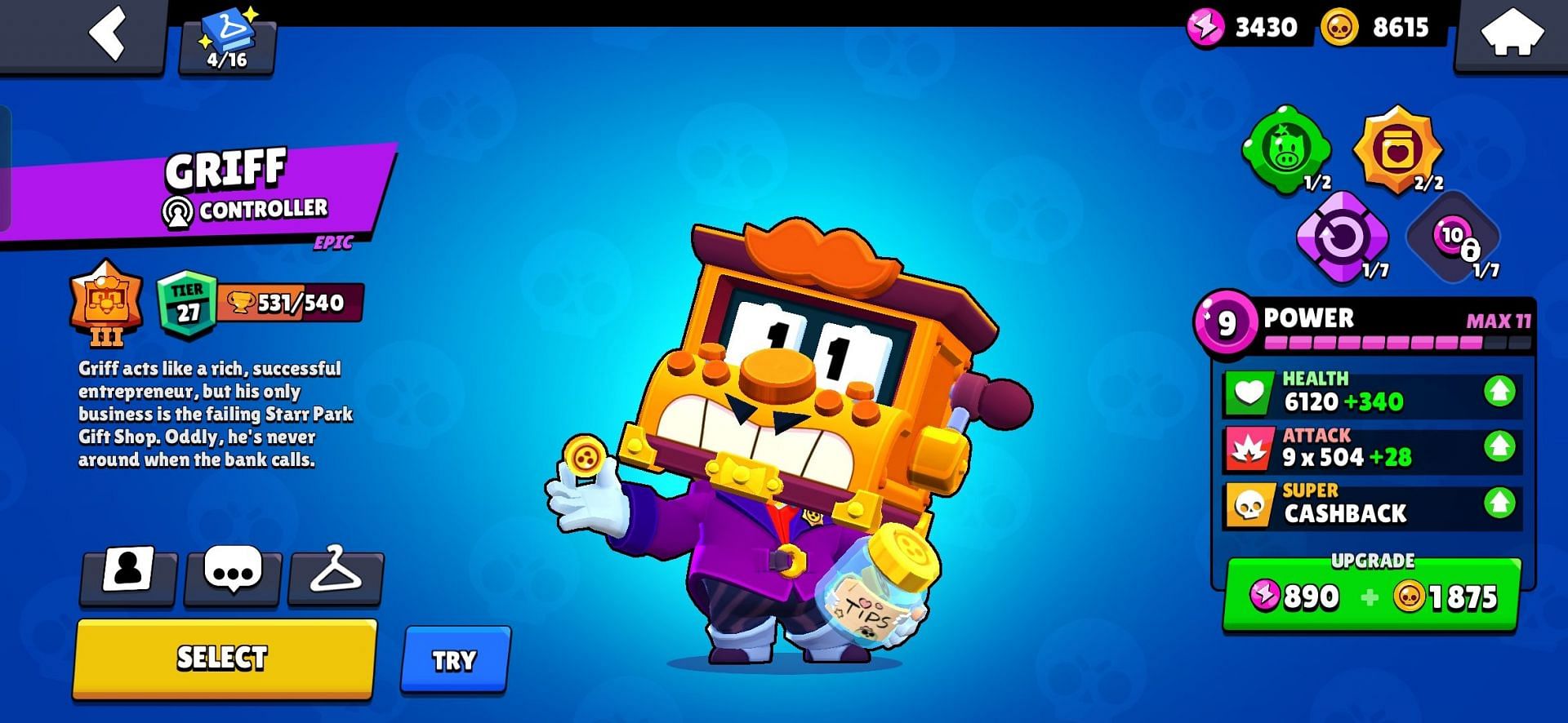 Griff can adjust well to different team setups in Brawl Stars (Image via Supercell)