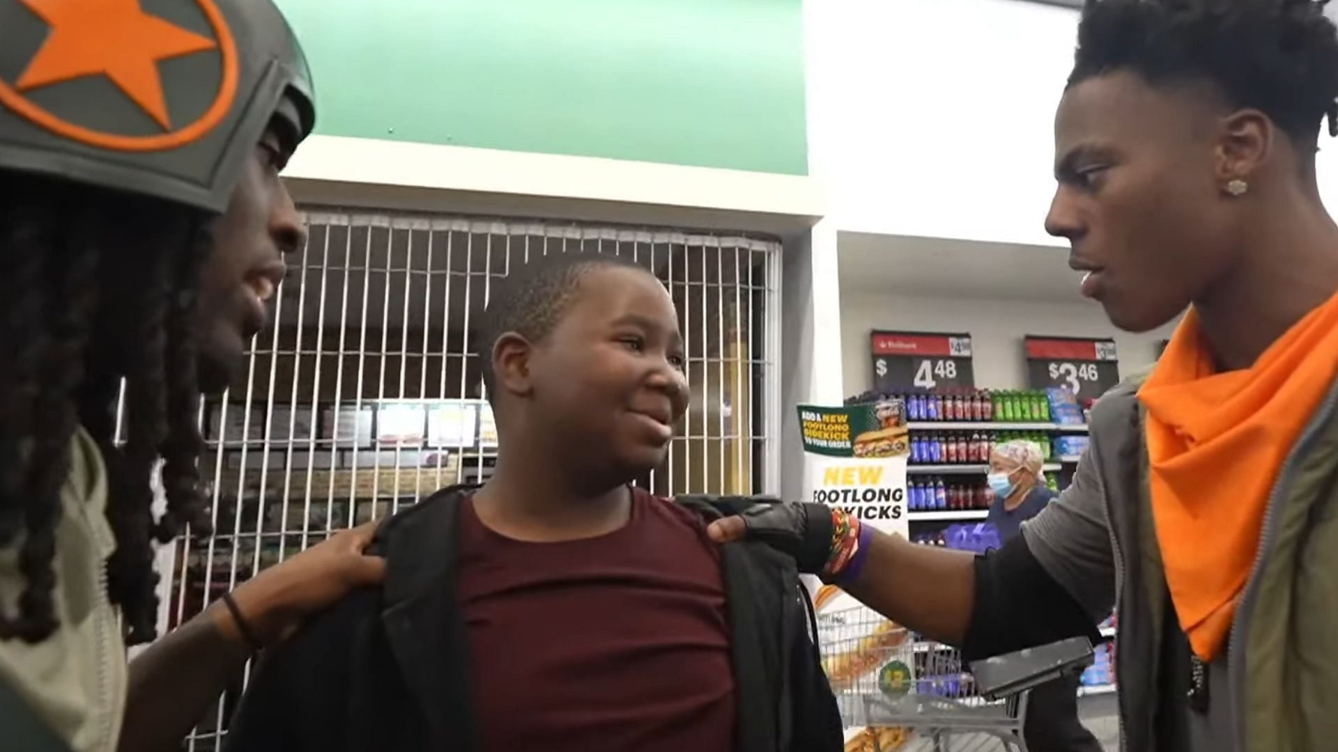 IShowSpeed purchased Fortnite gift cards for a young fan he found inside a supermarket during his Fortnite OG broadcast (Image via IShowSpeed/YouTube)