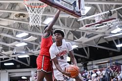 "We don't lose home games": The Boozer Twins' teammate Jaxon Richardson talks about Columbus High School's home record while giving a tour of the gym.