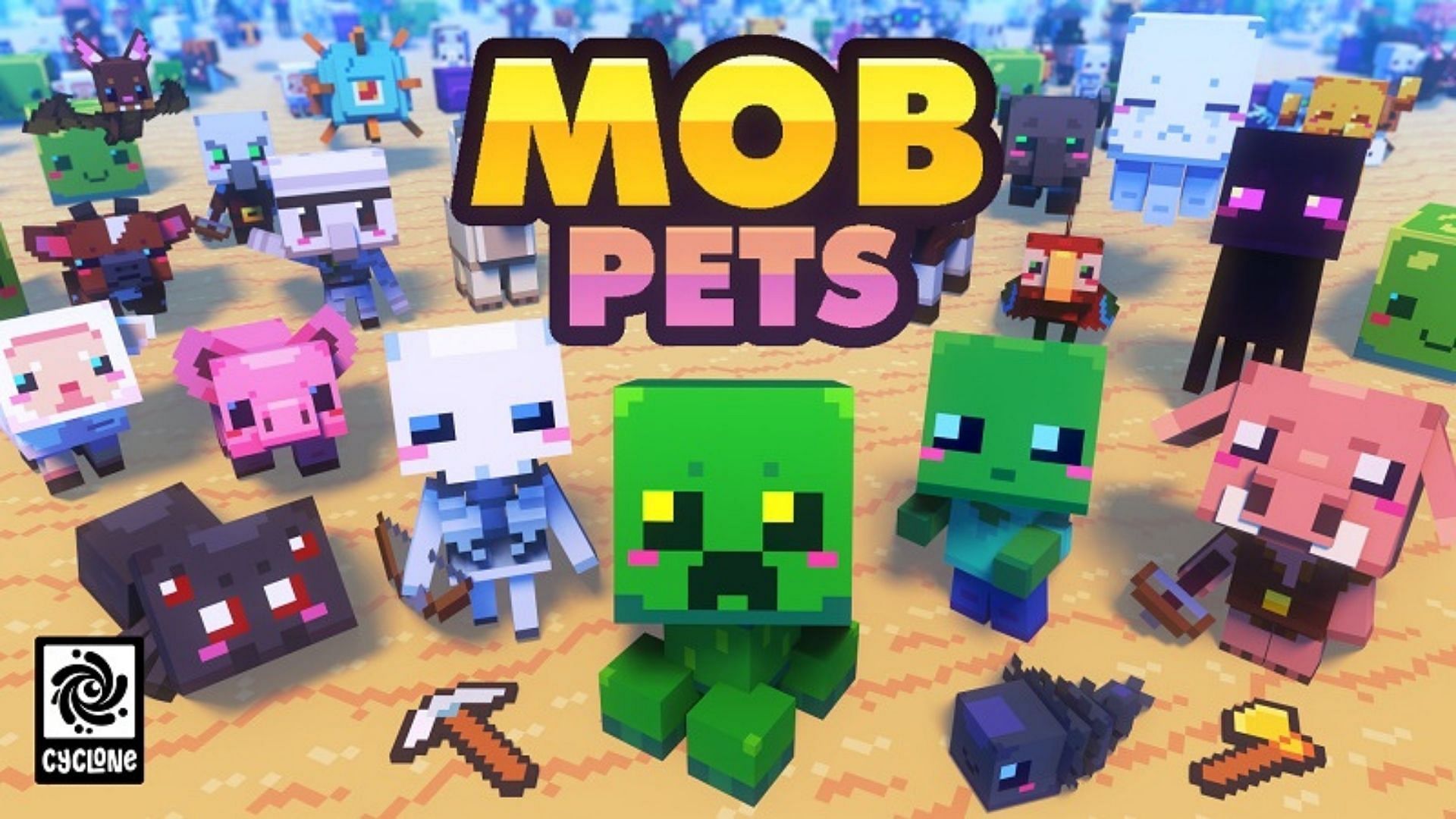 The add-on introduces some of the most popular mobs as adorable pets (Image via Mojang Studios/Cyclone)