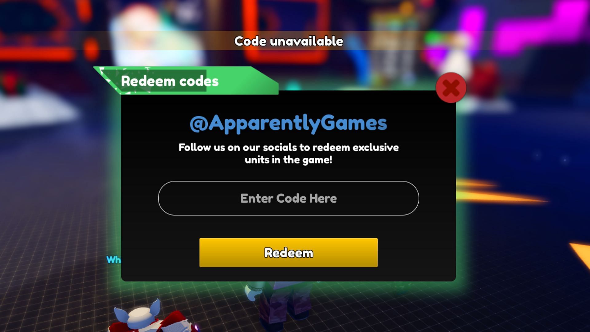 Nightmare Clash invalid code issue (Image via Roblox)