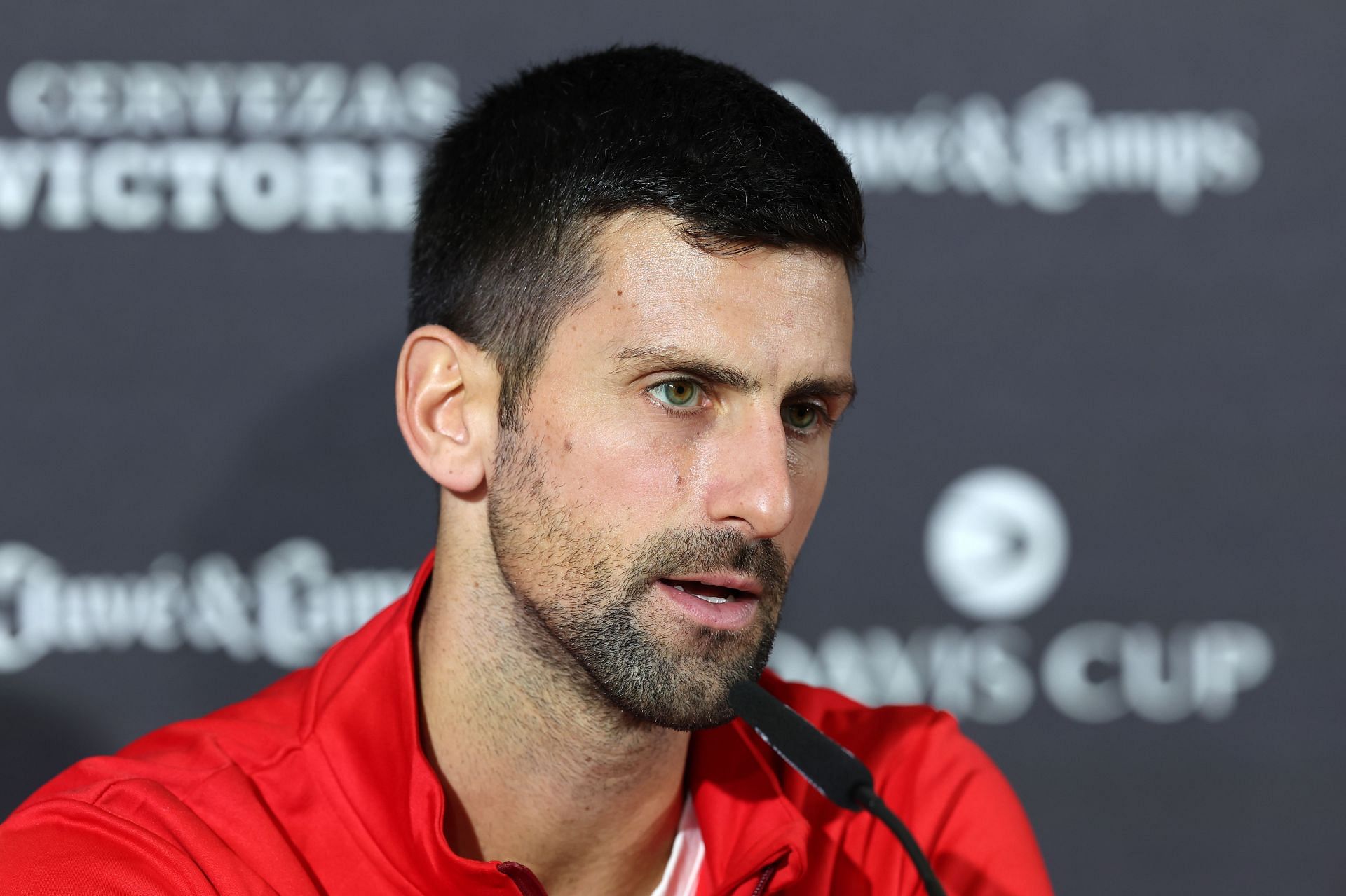 Novak Djokovic speaking to the media [Source: Getty]