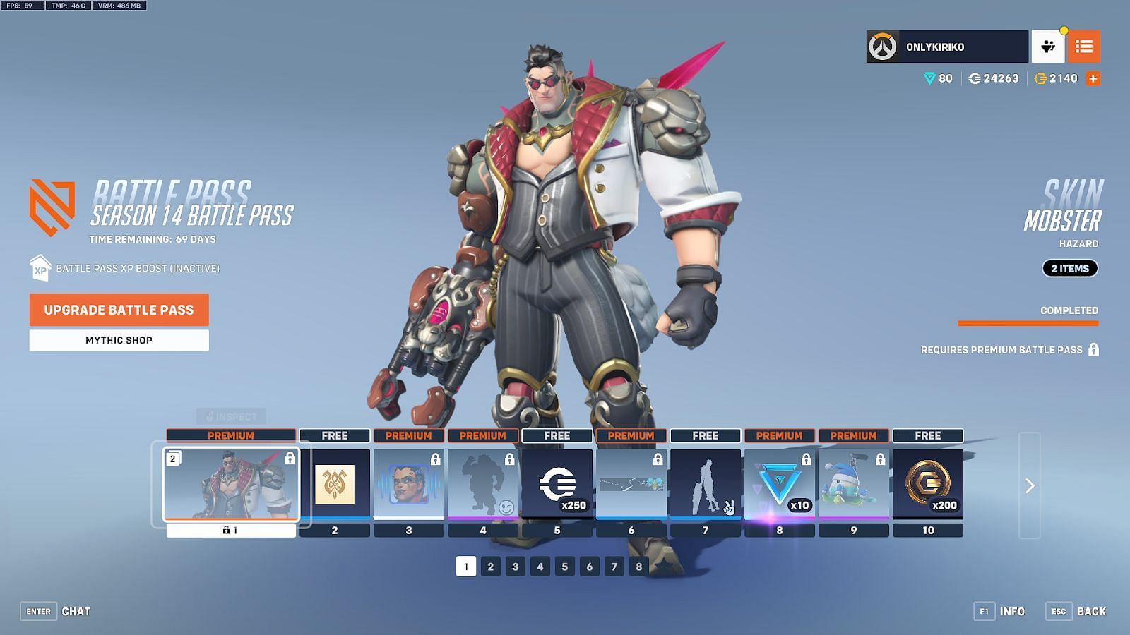 Overwatch 2 Season 14 Battle Pass Tier 1-10 (Image via Blizzard)