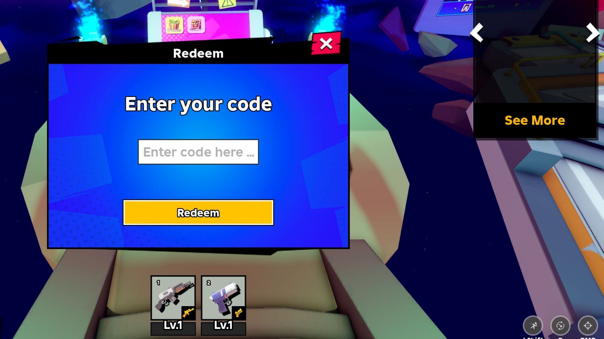 Redeem codes in Rift Hunters (Image via Roblox)