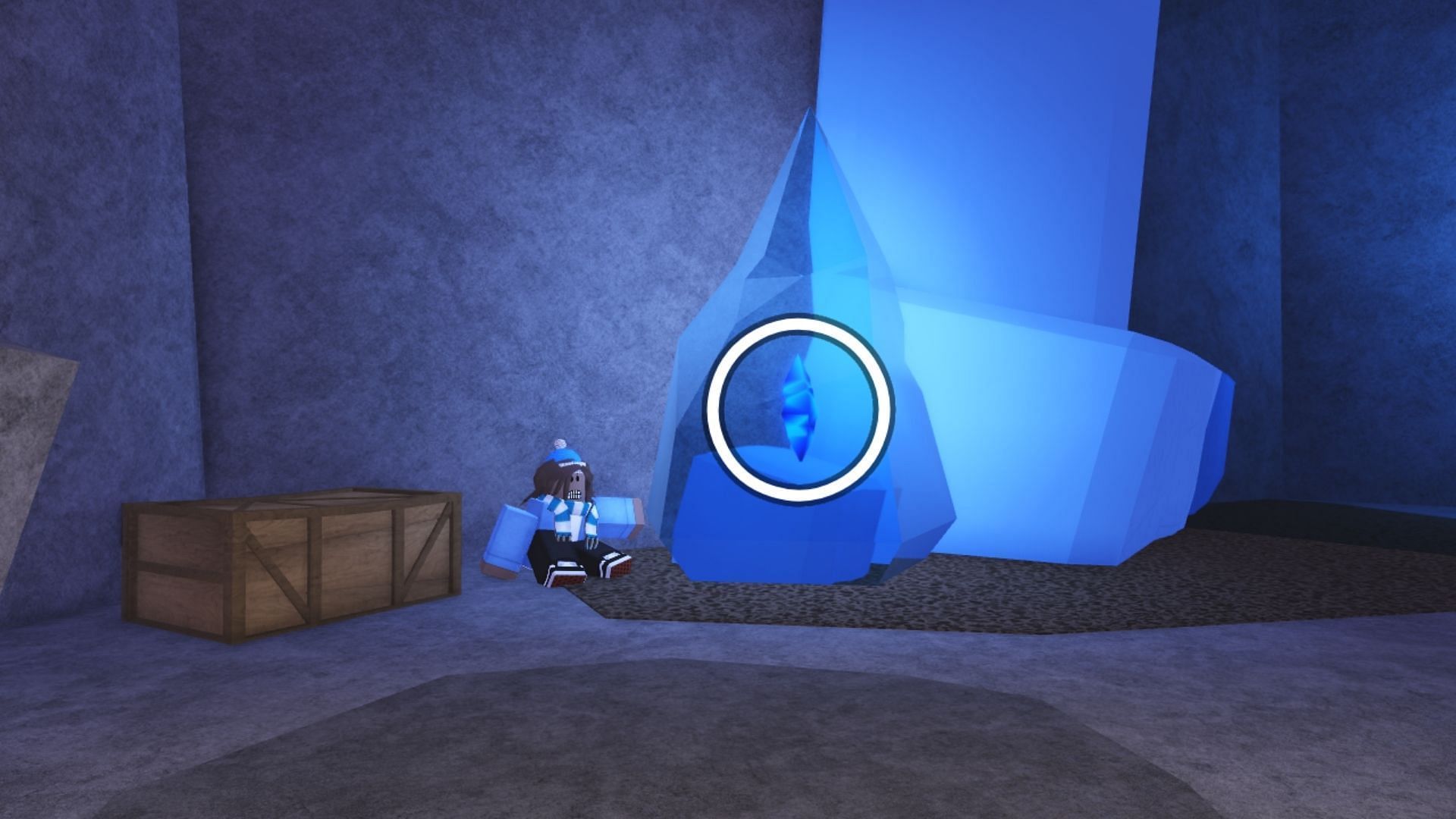 Blue energy crystal in Northern Summit (Image via Roblox)