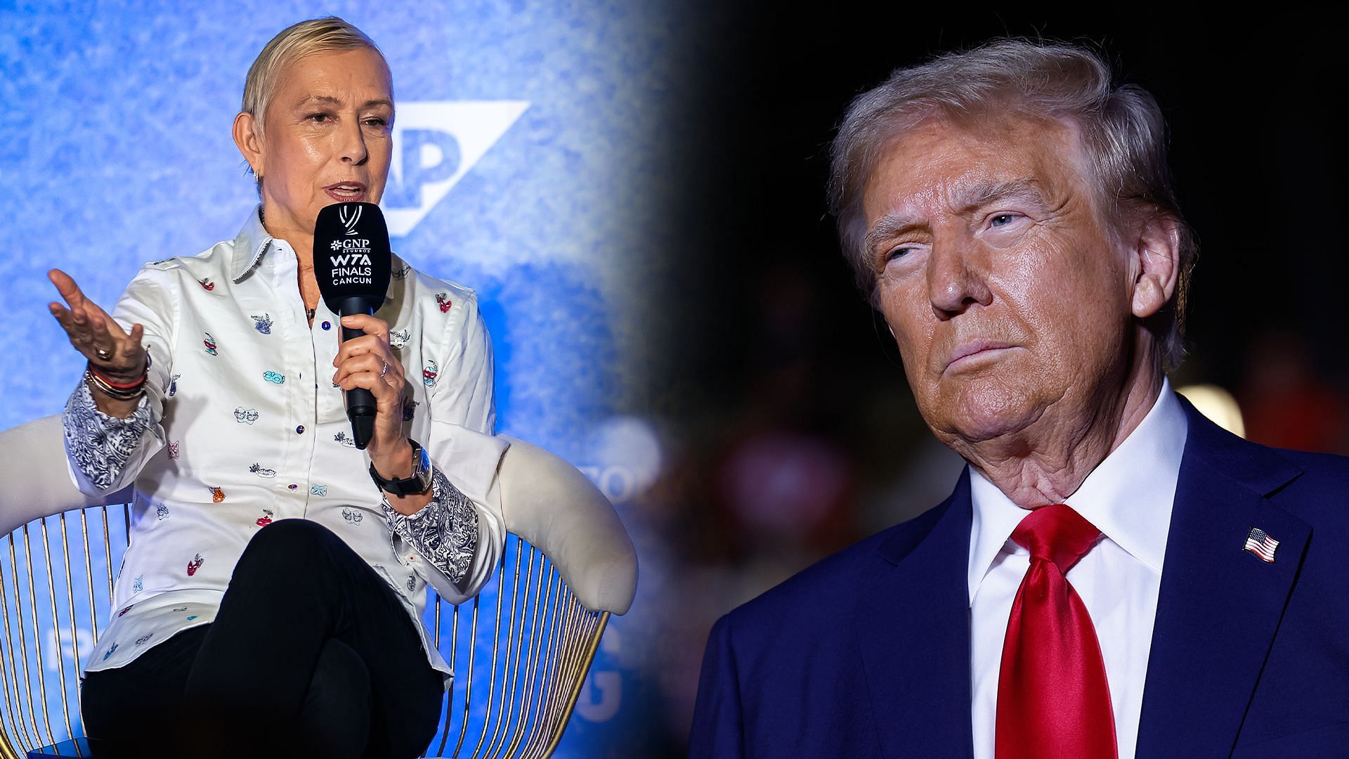 Martina Navratilova (L) and Donald Trump (R) (Source: Getty)