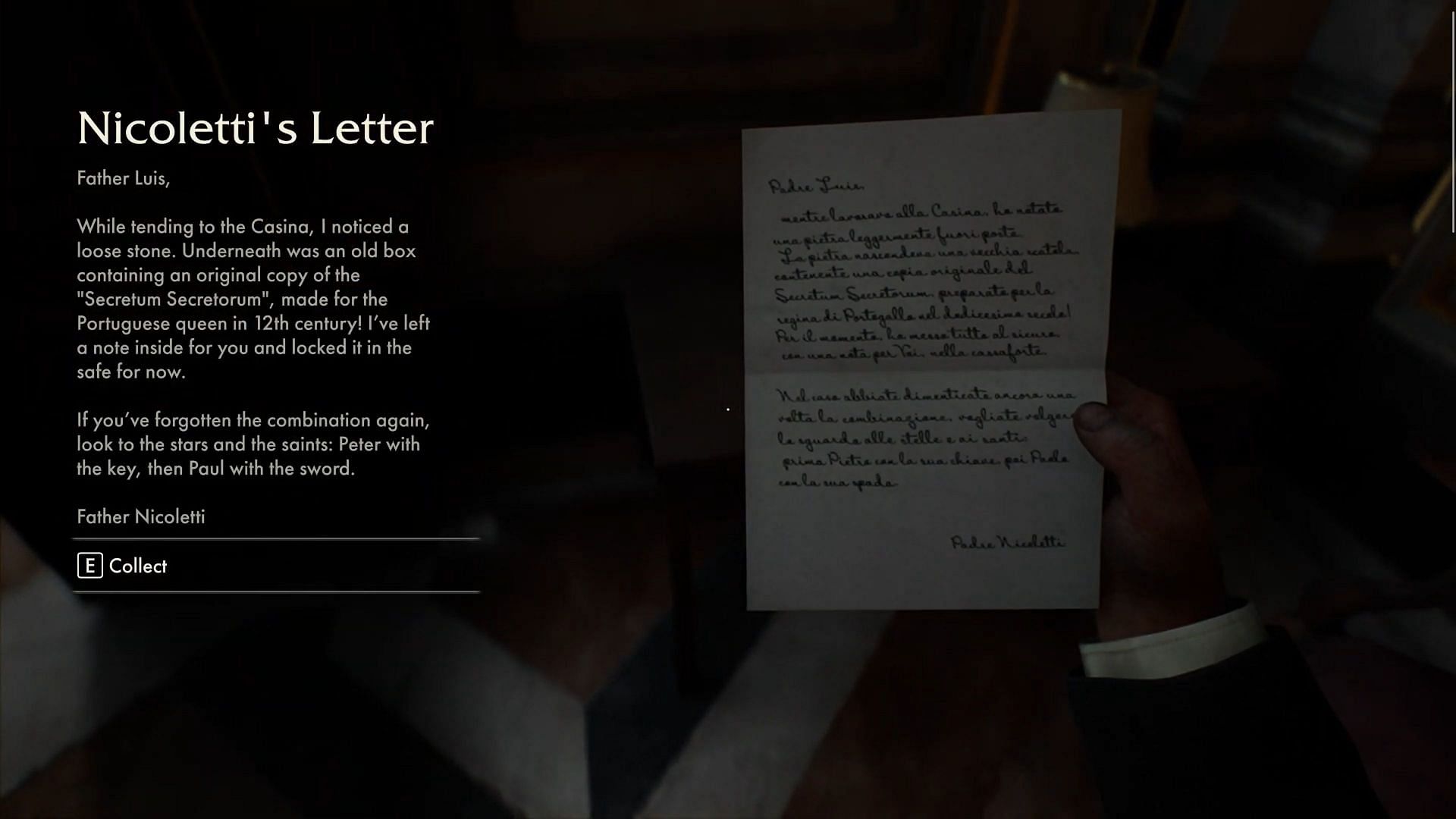 A letter from Nicoletti (Image via Bethesda)