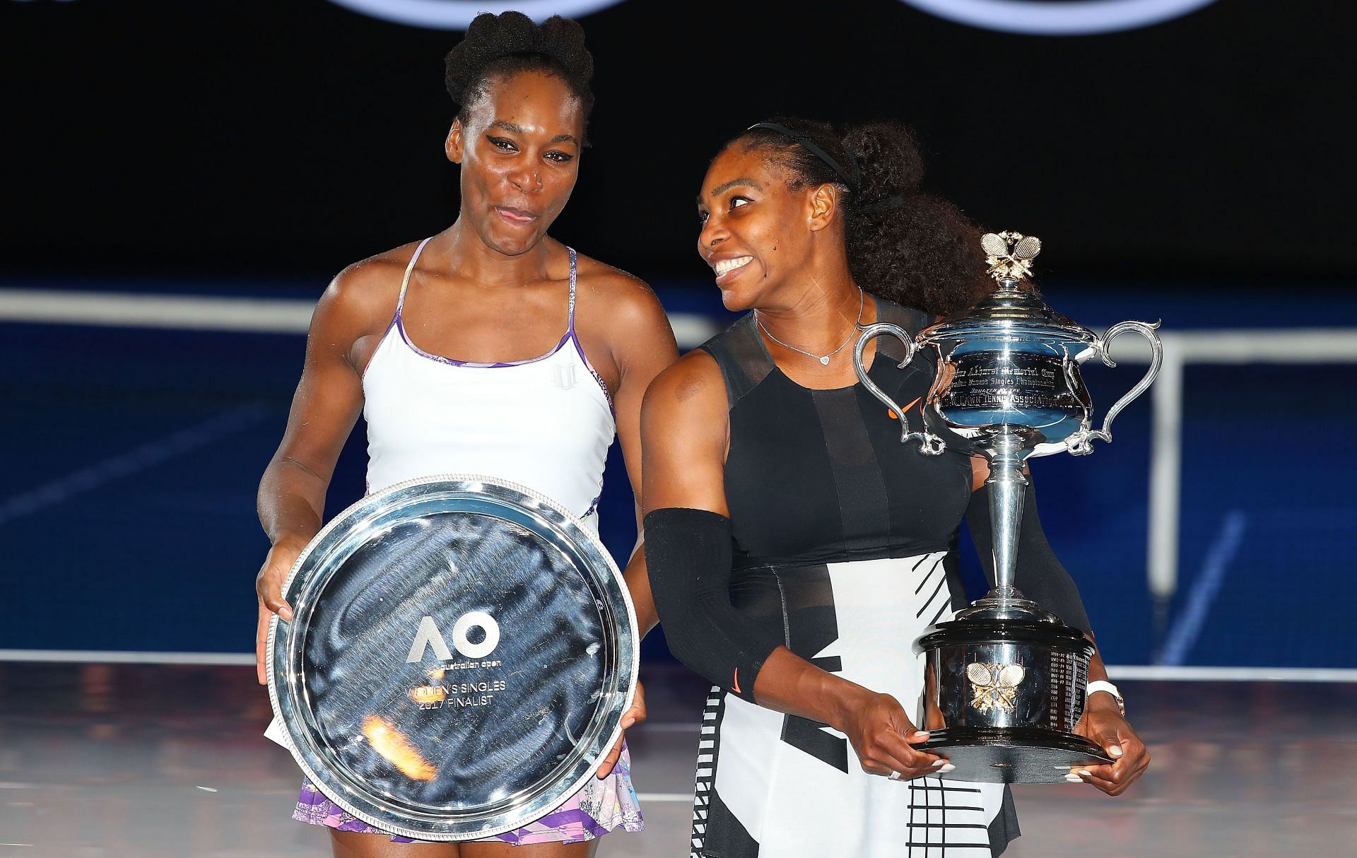 Venus and Serena Williams at the 2017 Australian Open. (Source: Getty)