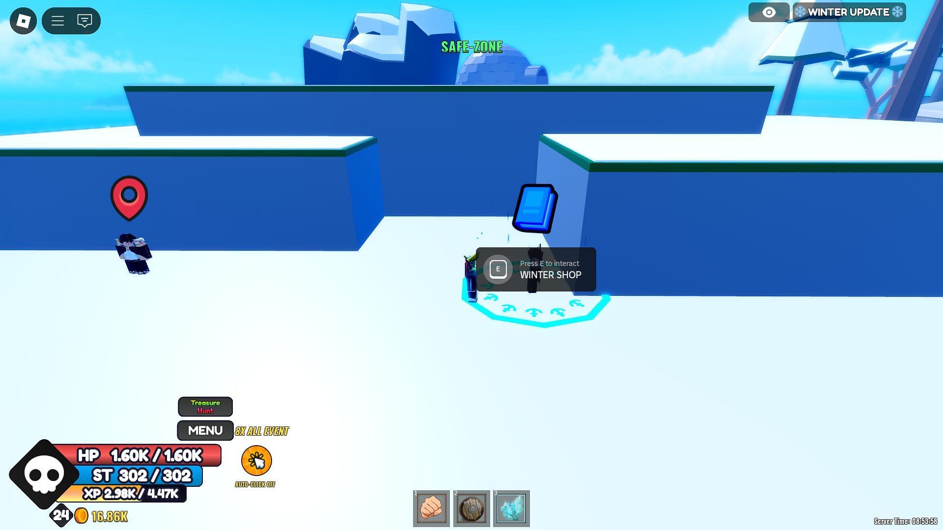 Winter Shop NPC on Winter Island (Image via Roblox)