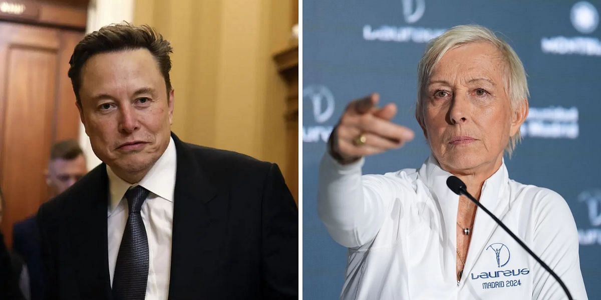 Elon Musk (L) and Martina Navratilova (R) [Image source: Getty]