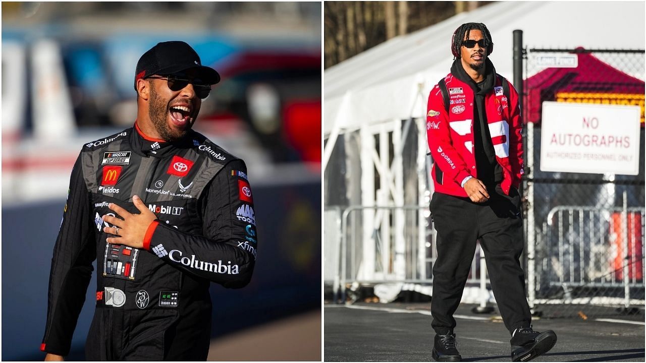 Bubba Wallace (L) and Jayden Daniels (R) (Credit: Imagn and X/@Commanders)