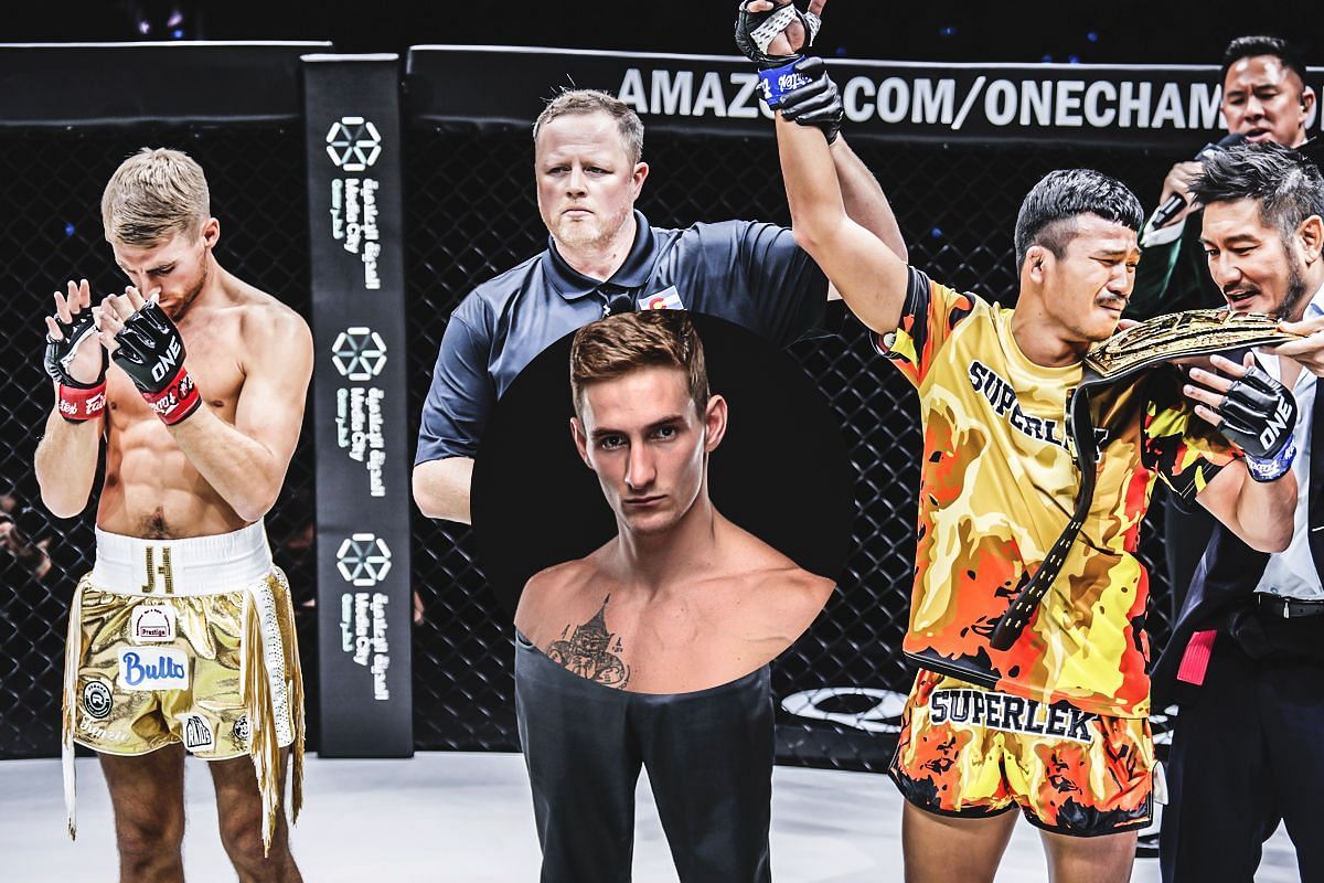 Nico Carrillo (middle) promised not to make the same mistakes Jonathan Haggerty (L) did vs Superlek (R) | Photo by ONE Championship