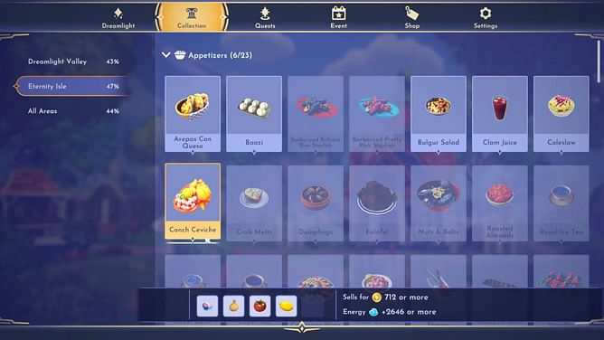 How to make Conch Ceviche in Disney Dreamlight Valley