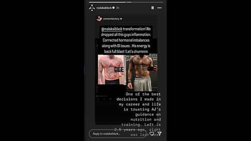 Black's physique has transformed due to Austin J. Sims' guidance. (Image via Black's IG)