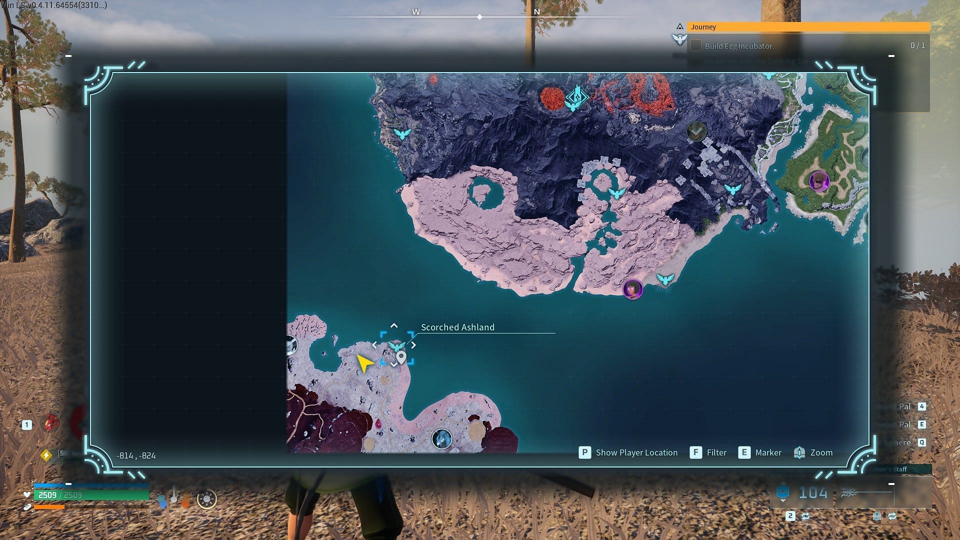 The new island can be found south of the initial island where you start (Image via PocketPair)