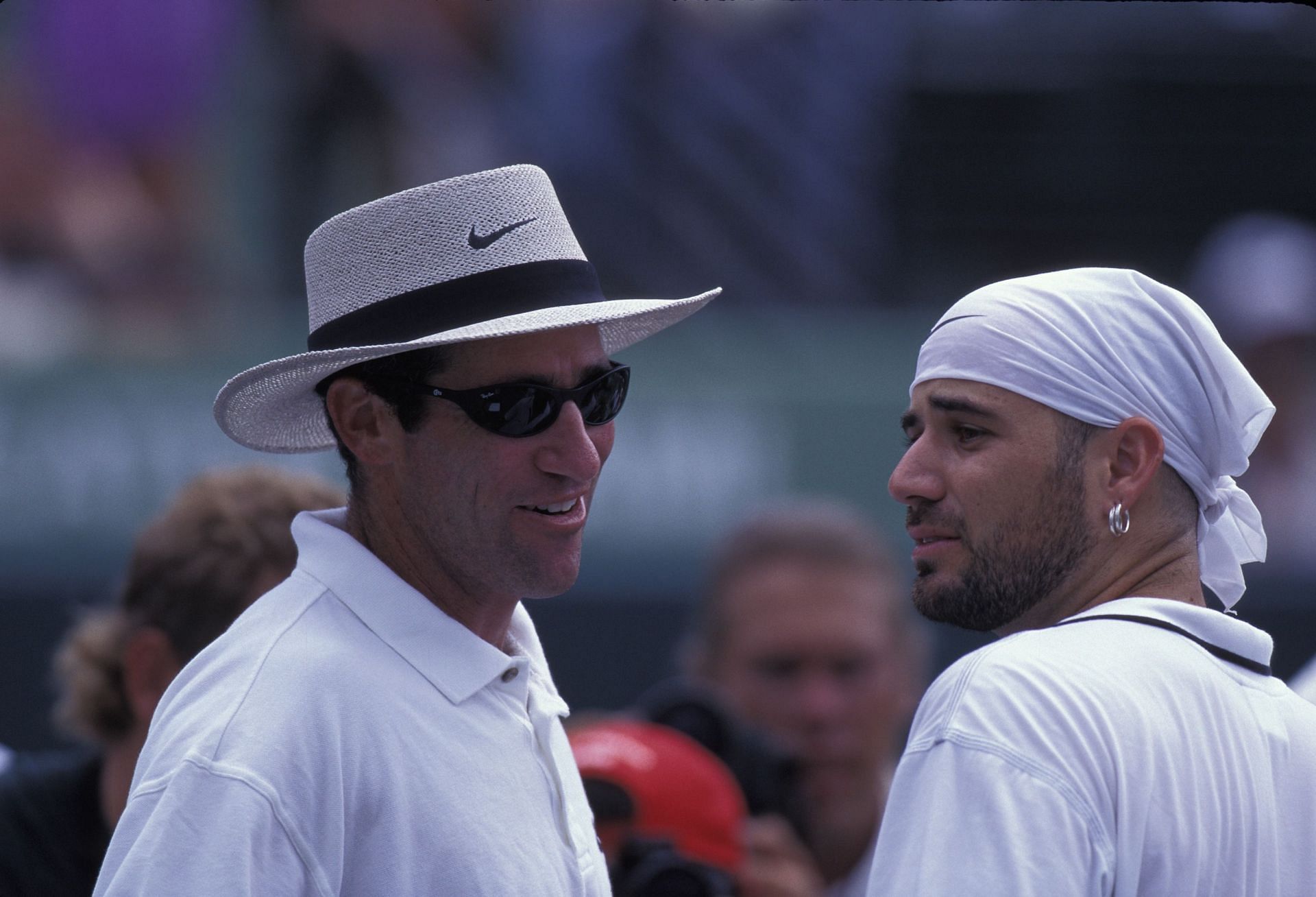 Andre Agassi (L) and coach Brad Gilbert in1996 (Image: Getty)