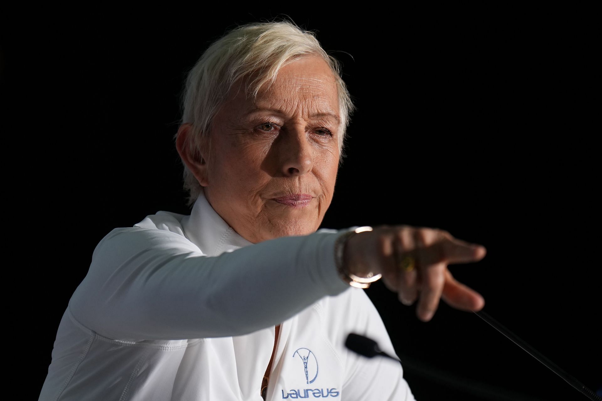 Martina Navratilova pictured at a press conference | Image Source: Getty