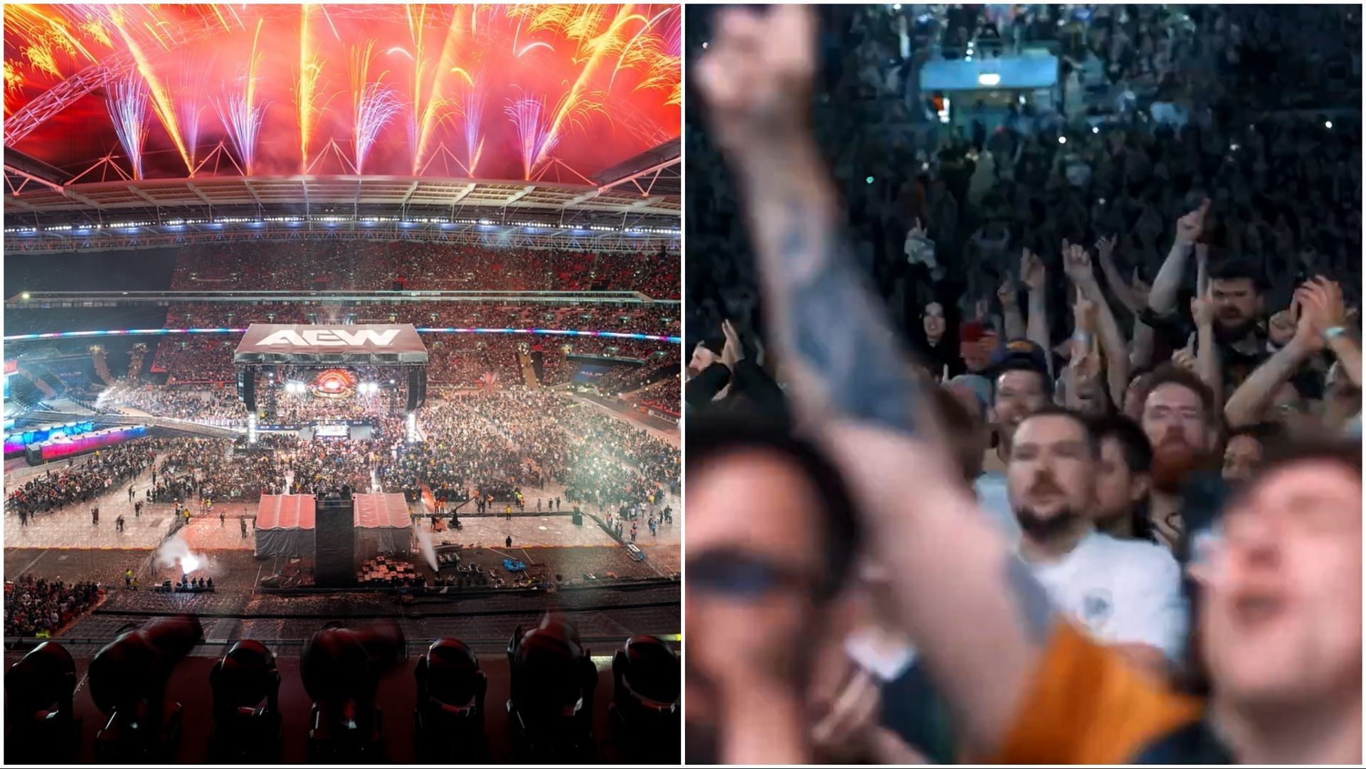 AEW All In at Wembley Stadium, fans cheer at Dynamite