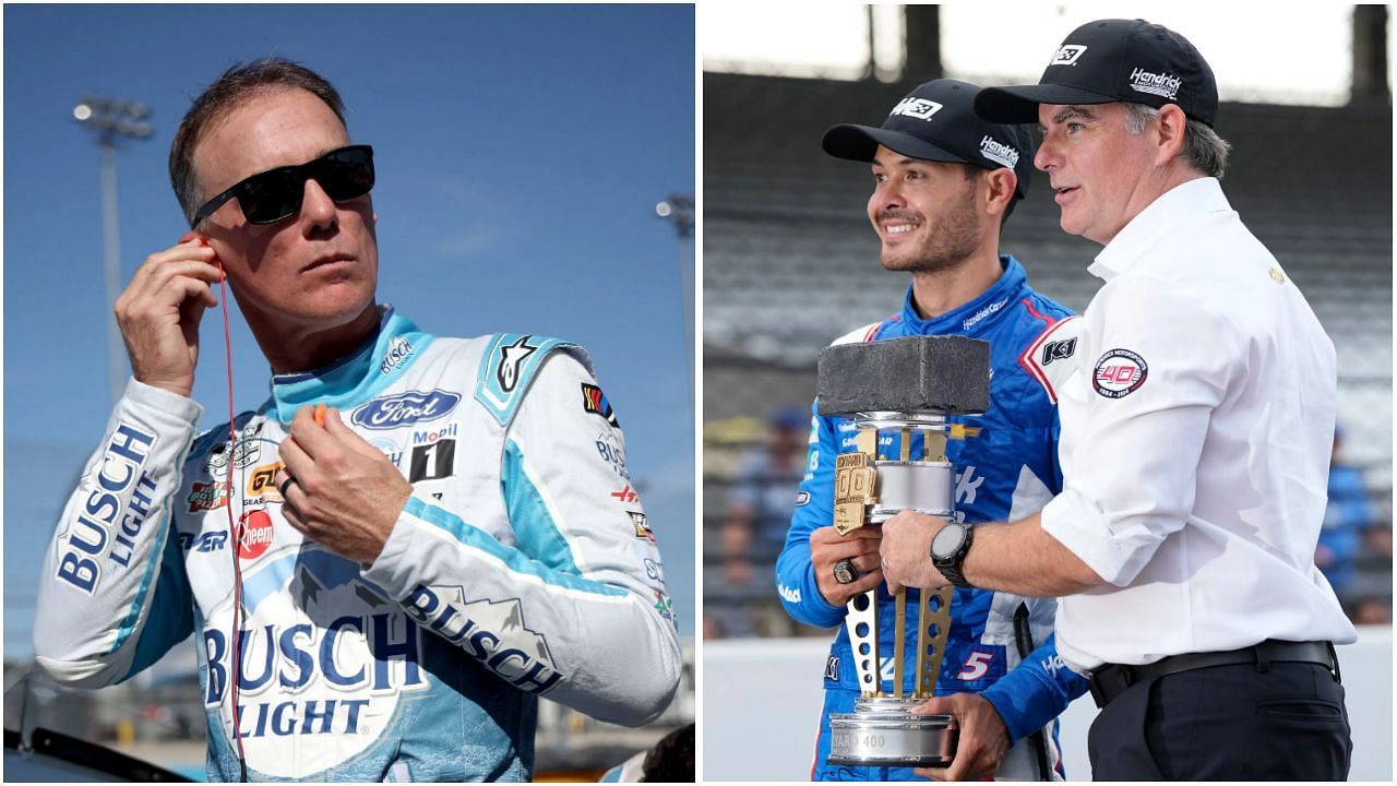 Kevin Harvick once made a bold statement on Kyle Larson. ( Both images via Getty )