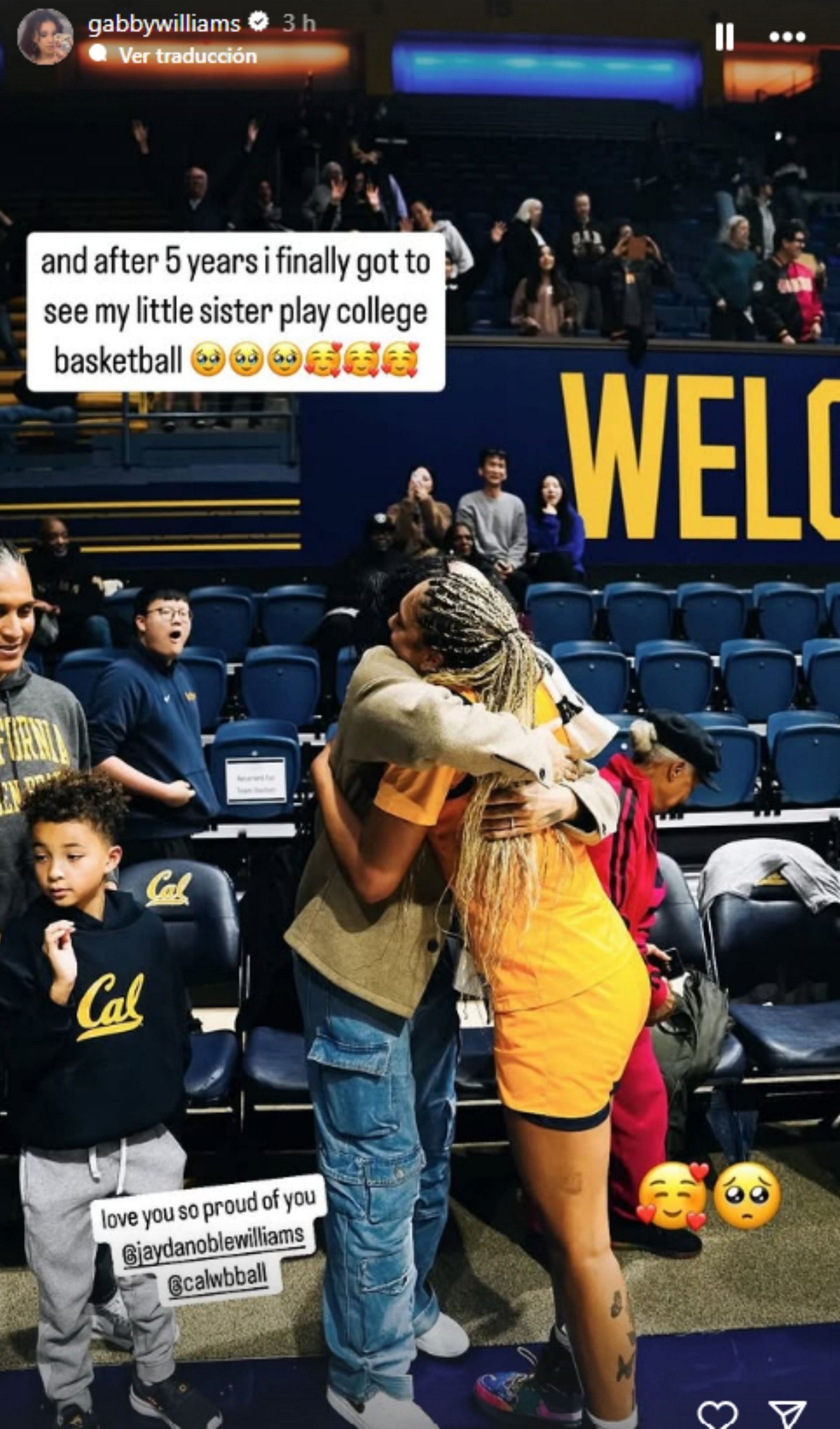 Gabby Williams hyped up her sister Jayda Noble. (Credits: IG/ Gabby Williams)