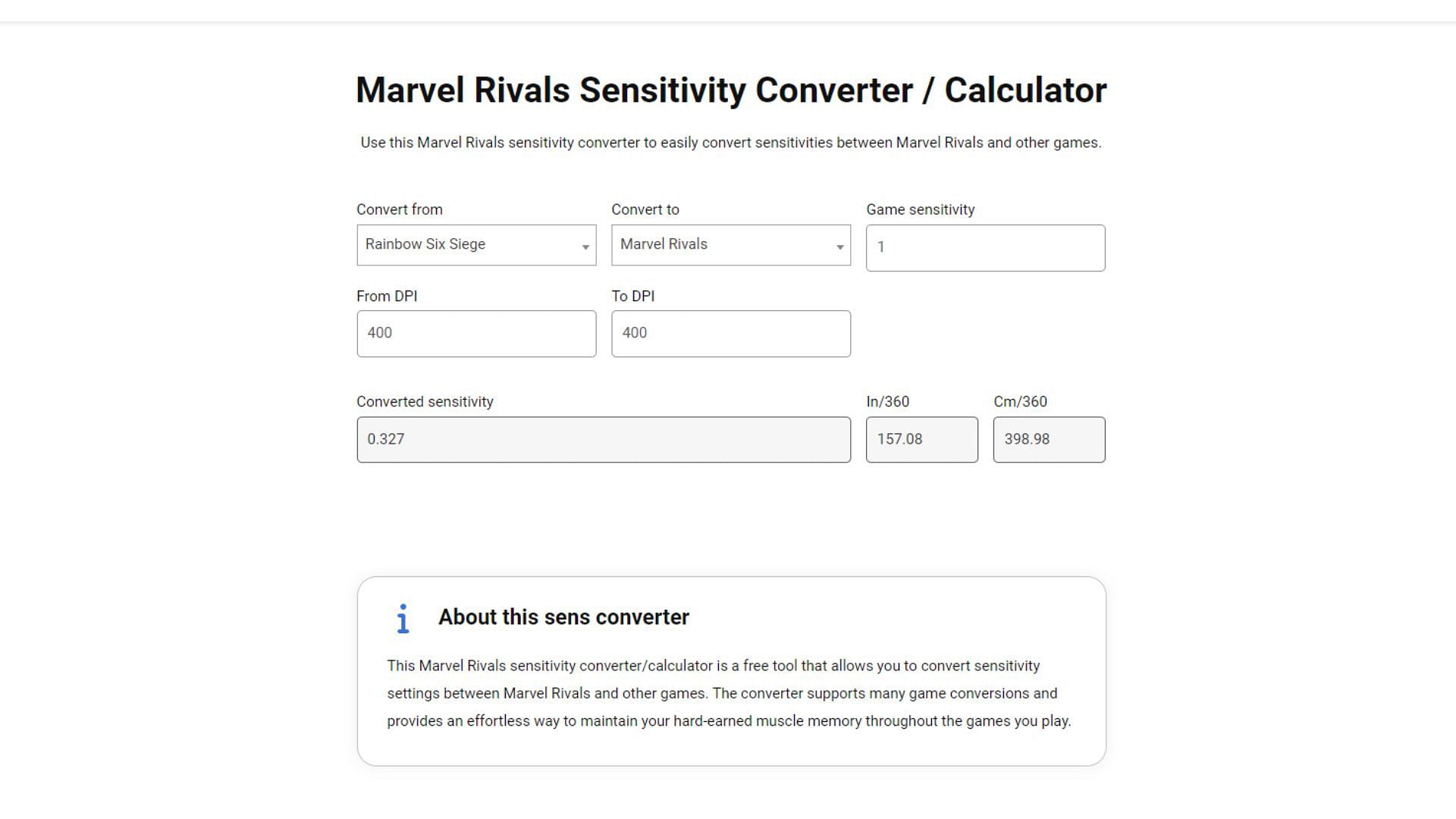 Sensitivity conversion in GamingSmart (Image via GamingSmart)