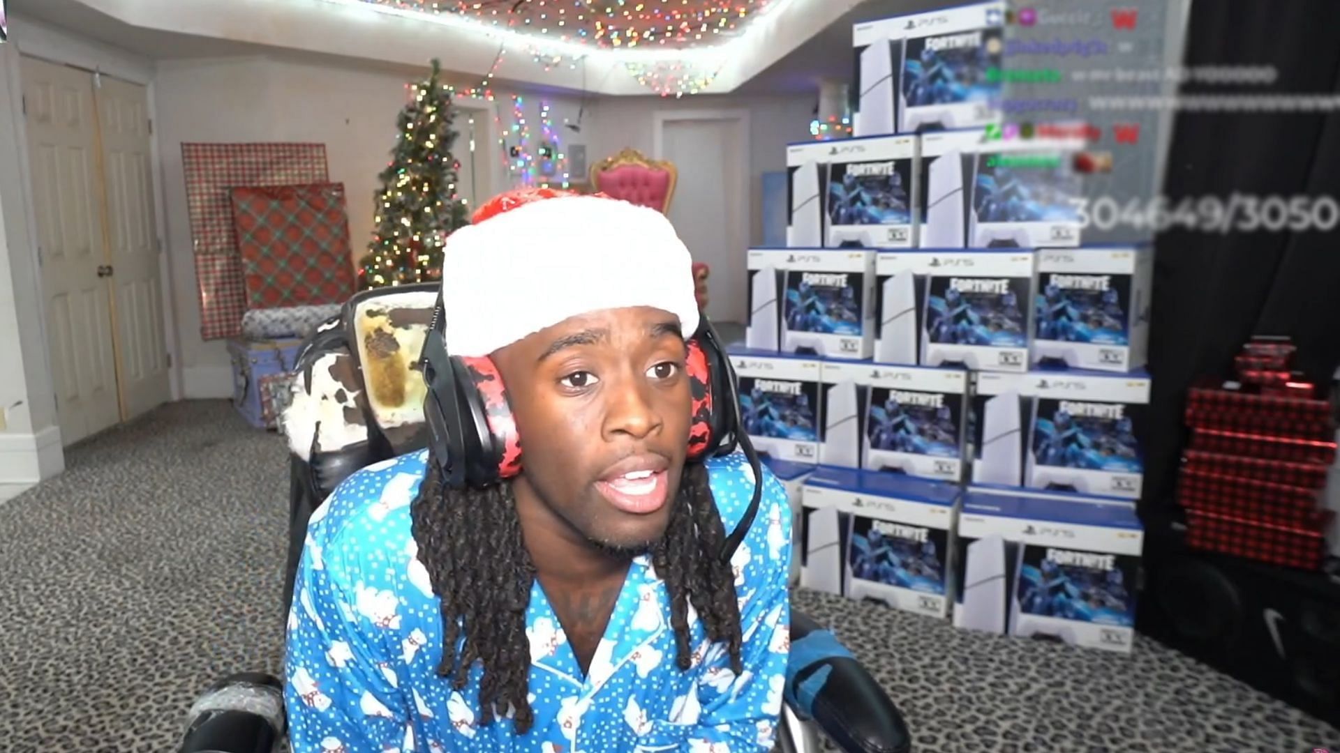 Kai Cenat gives away PS5s on his Christmas stream on Twitch (Image via Kai Cenat/Twitch)