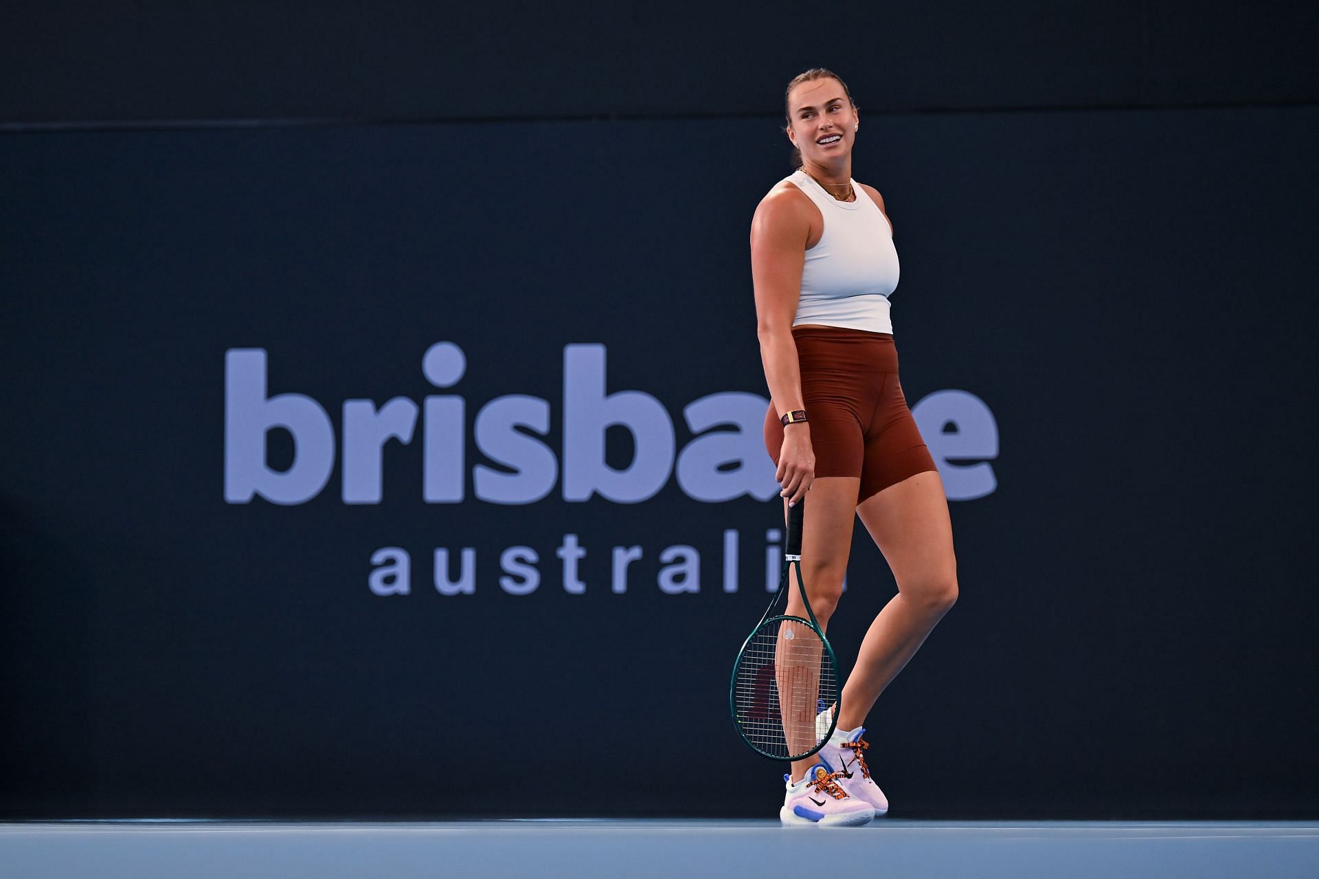 Sabalenka practices in Brisbane. (Getty)